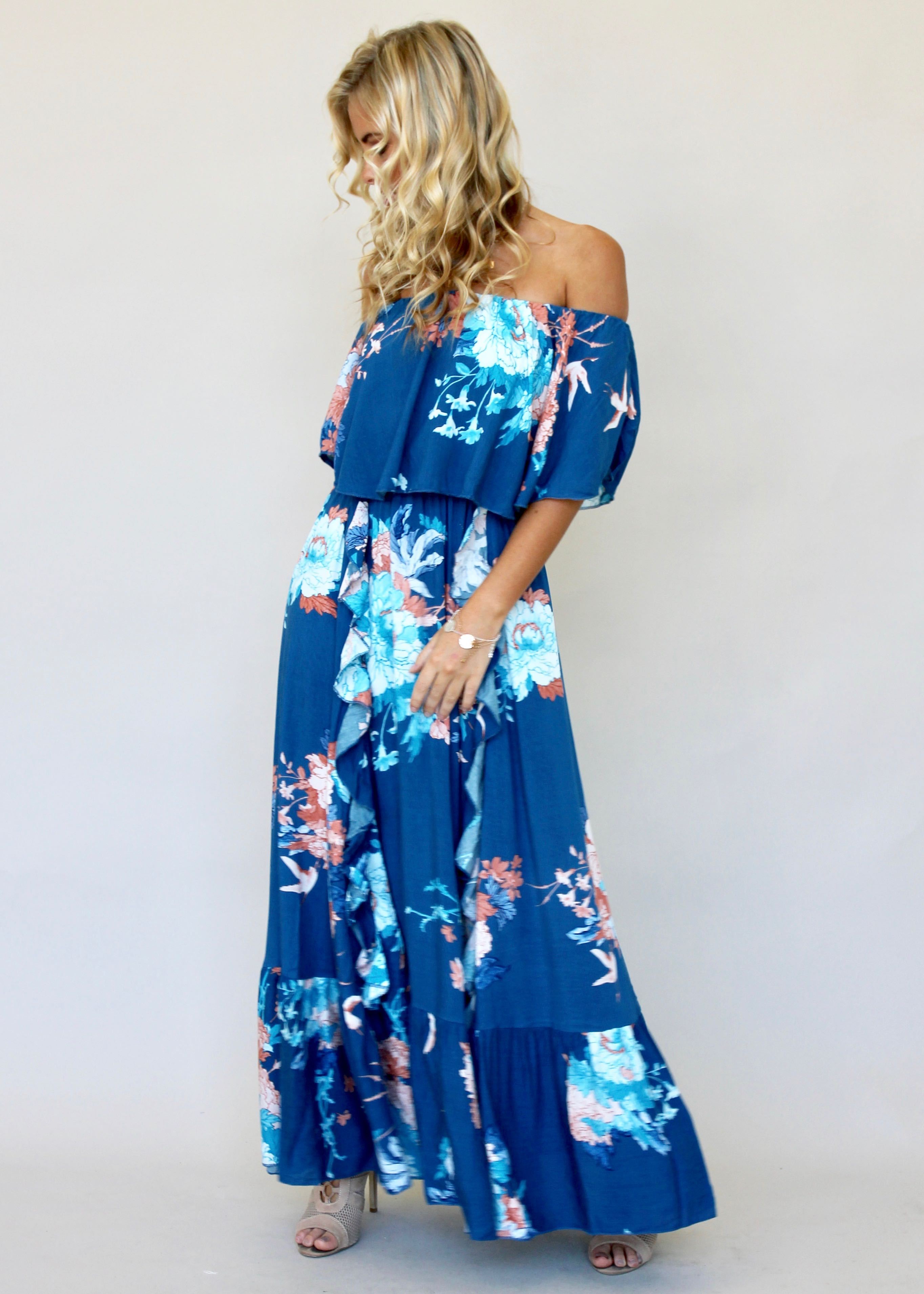 Georgie Off Shoulder Maxi Dress - Carnival