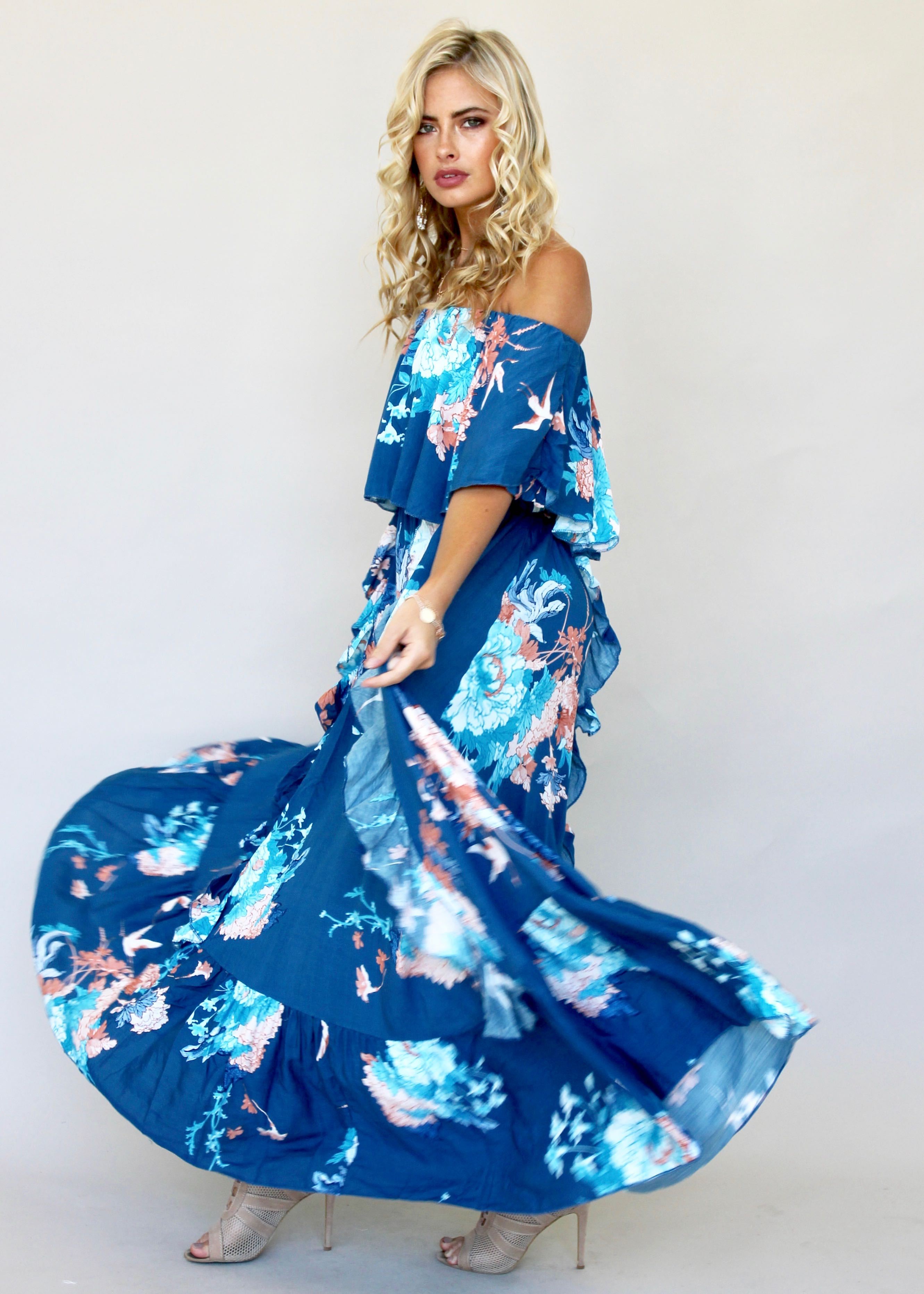 Georgie Off Shoulder Maxi Dress - Carnival