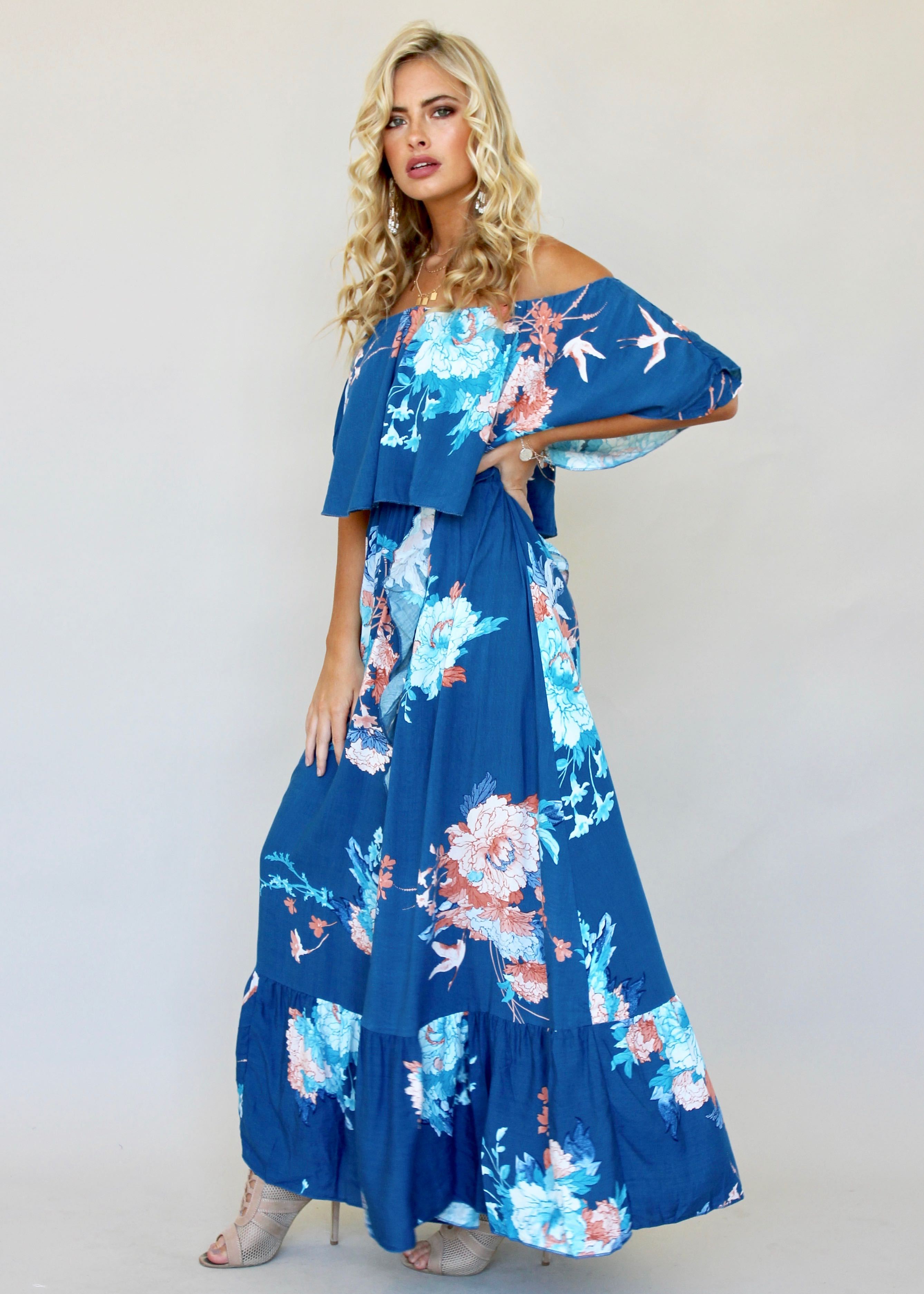 Georgie Off Shoulder Maxi Dress - Carnival