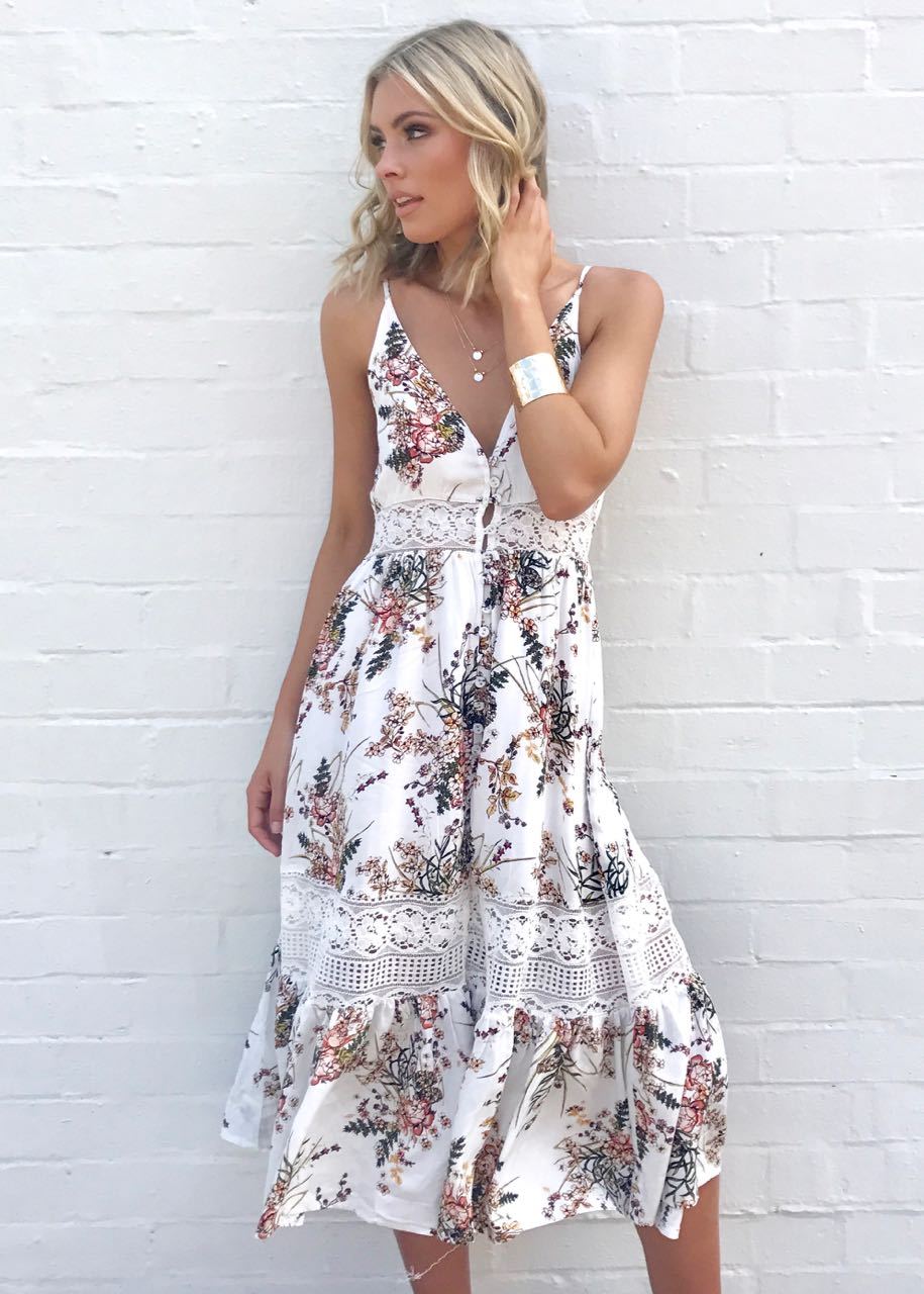 About The Weekend Midi Dress - White Splendour