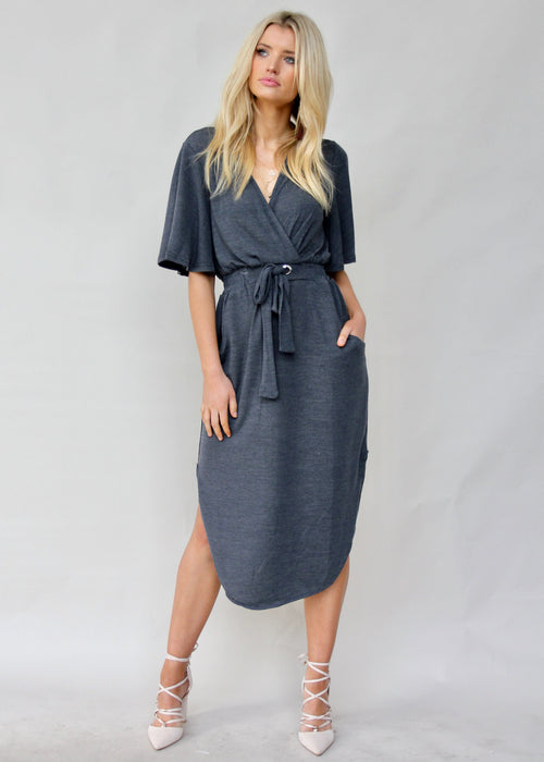 Run & Tell Midi Dress - Charcoal