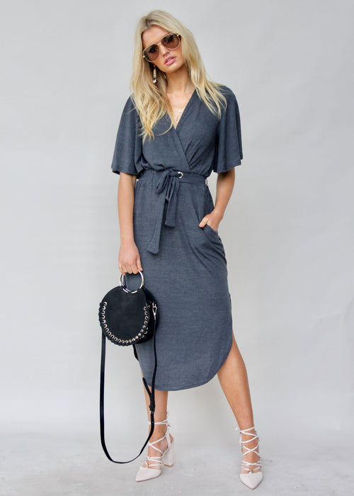 Run & Tell Midi Dress - Charcoal