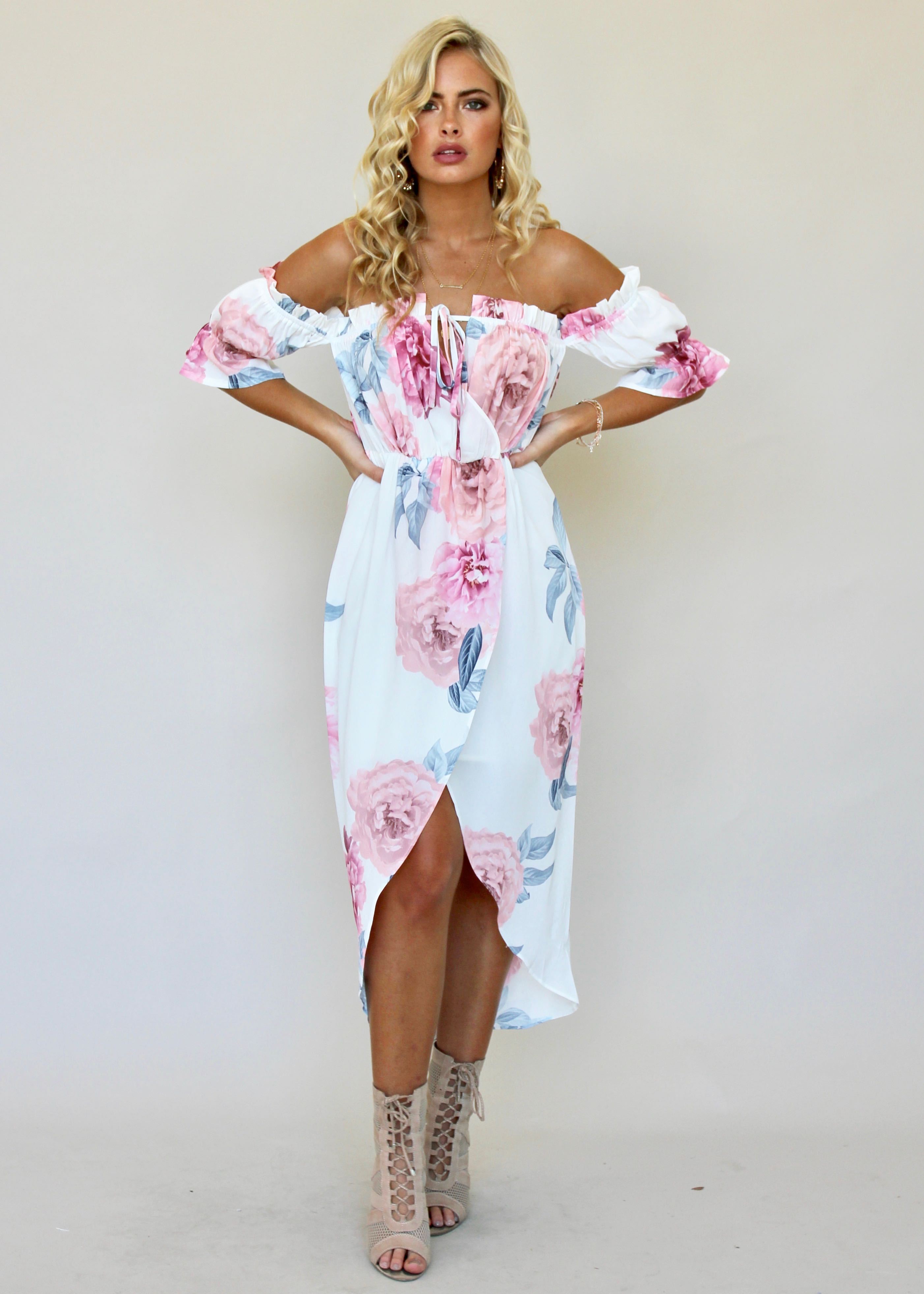Kiss & Tell Midi Dress - Pastel Bloom