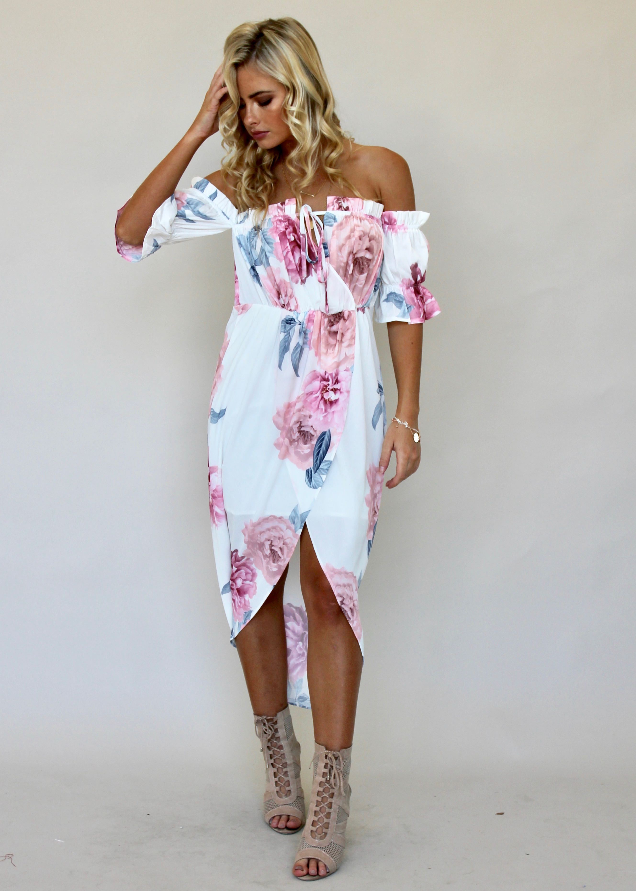 Kiss & Tell Midi Dress - Pastel Bloom