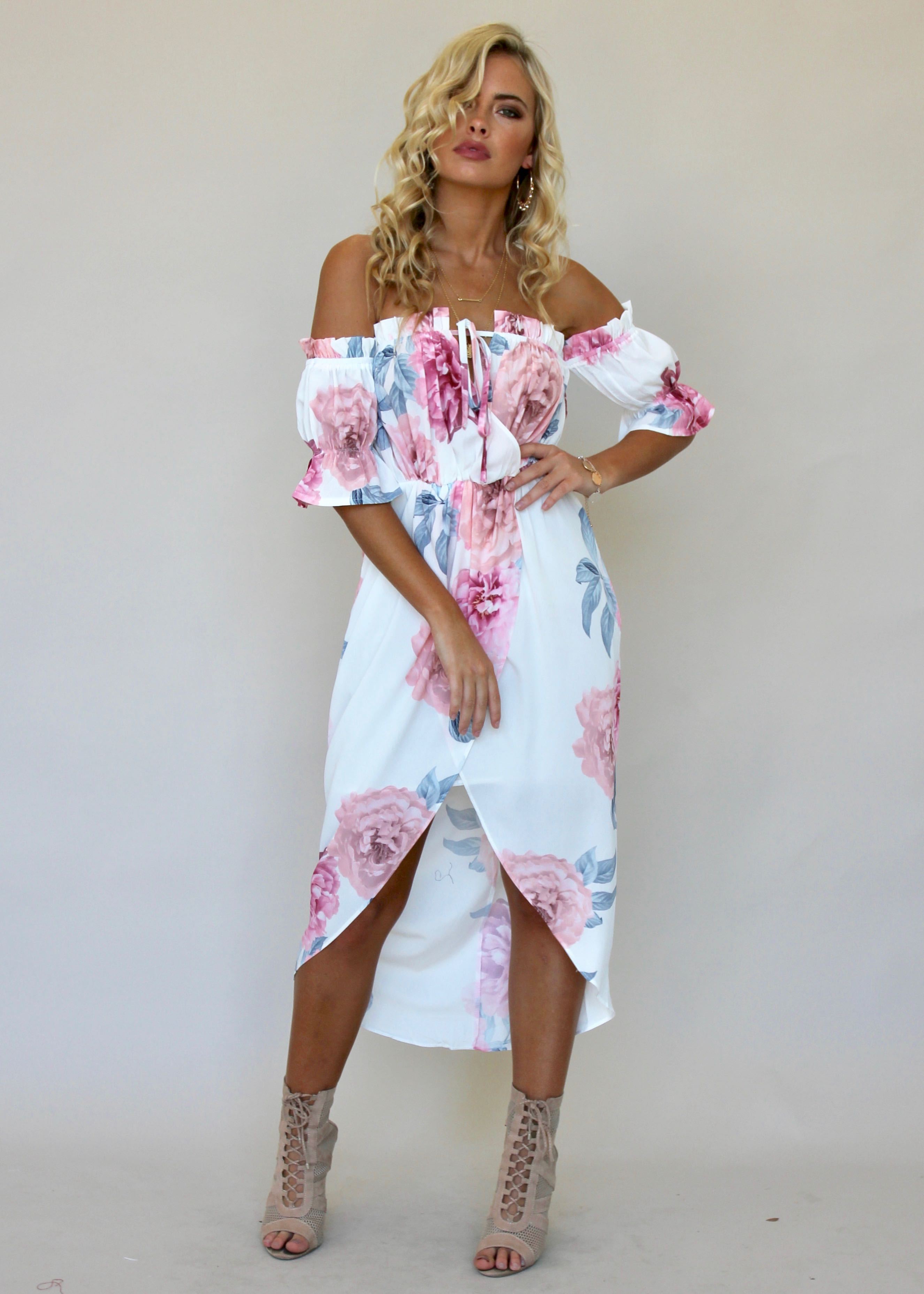 Kiss & Tell Midi Dress - Pastel Bloom