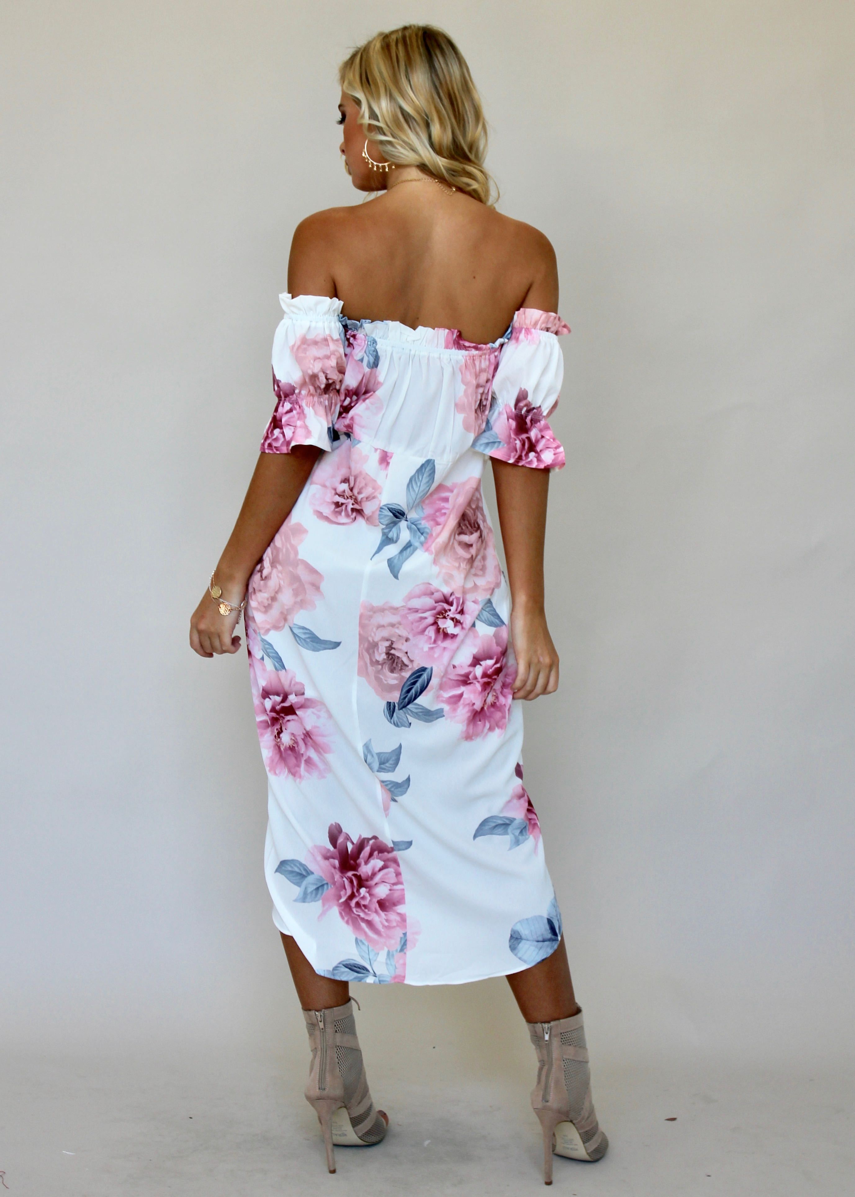 Kiss & Tell Midi Dress - Pastel Bloom