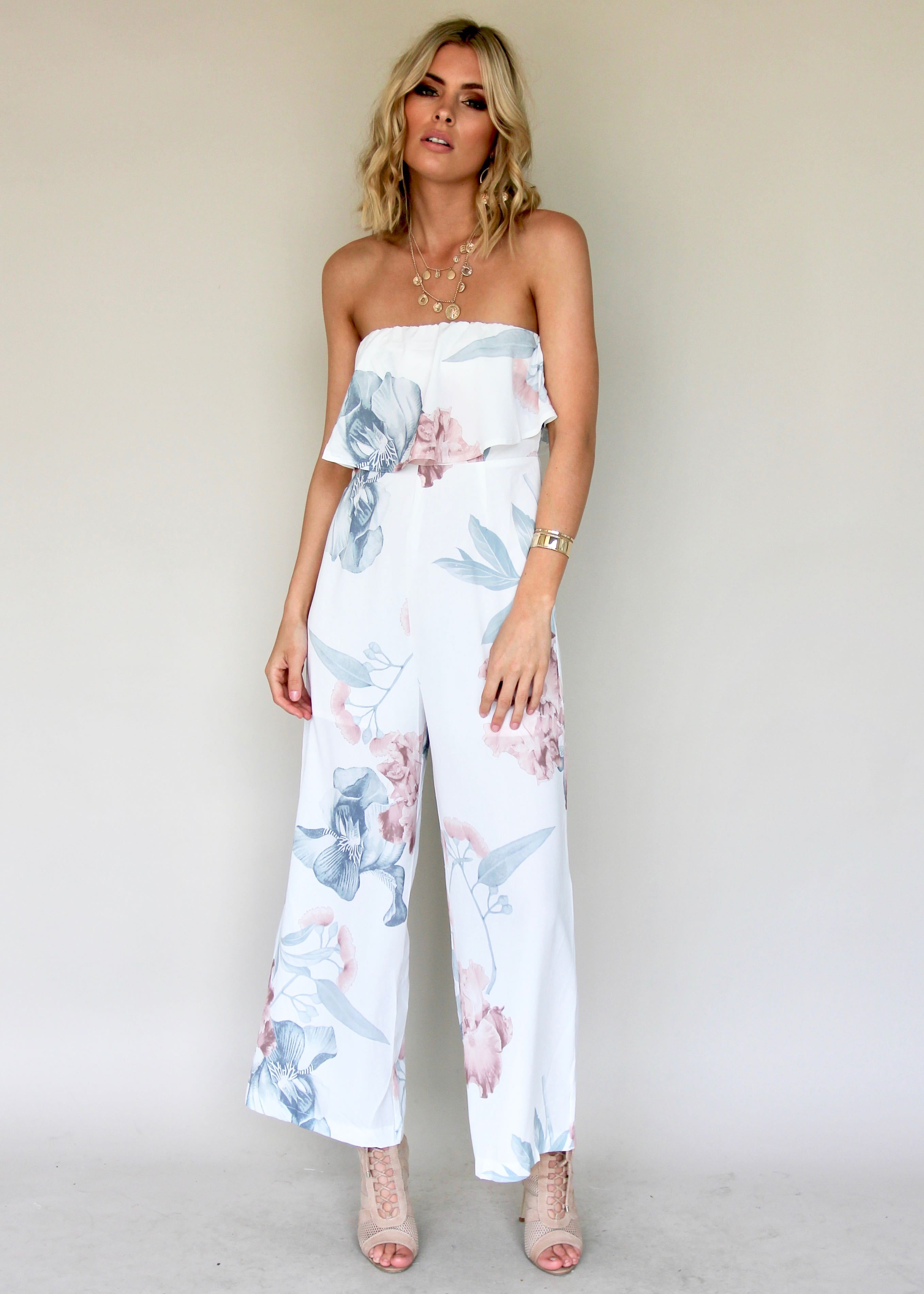 Burning Sun Strapless Pantsuit - Coastal