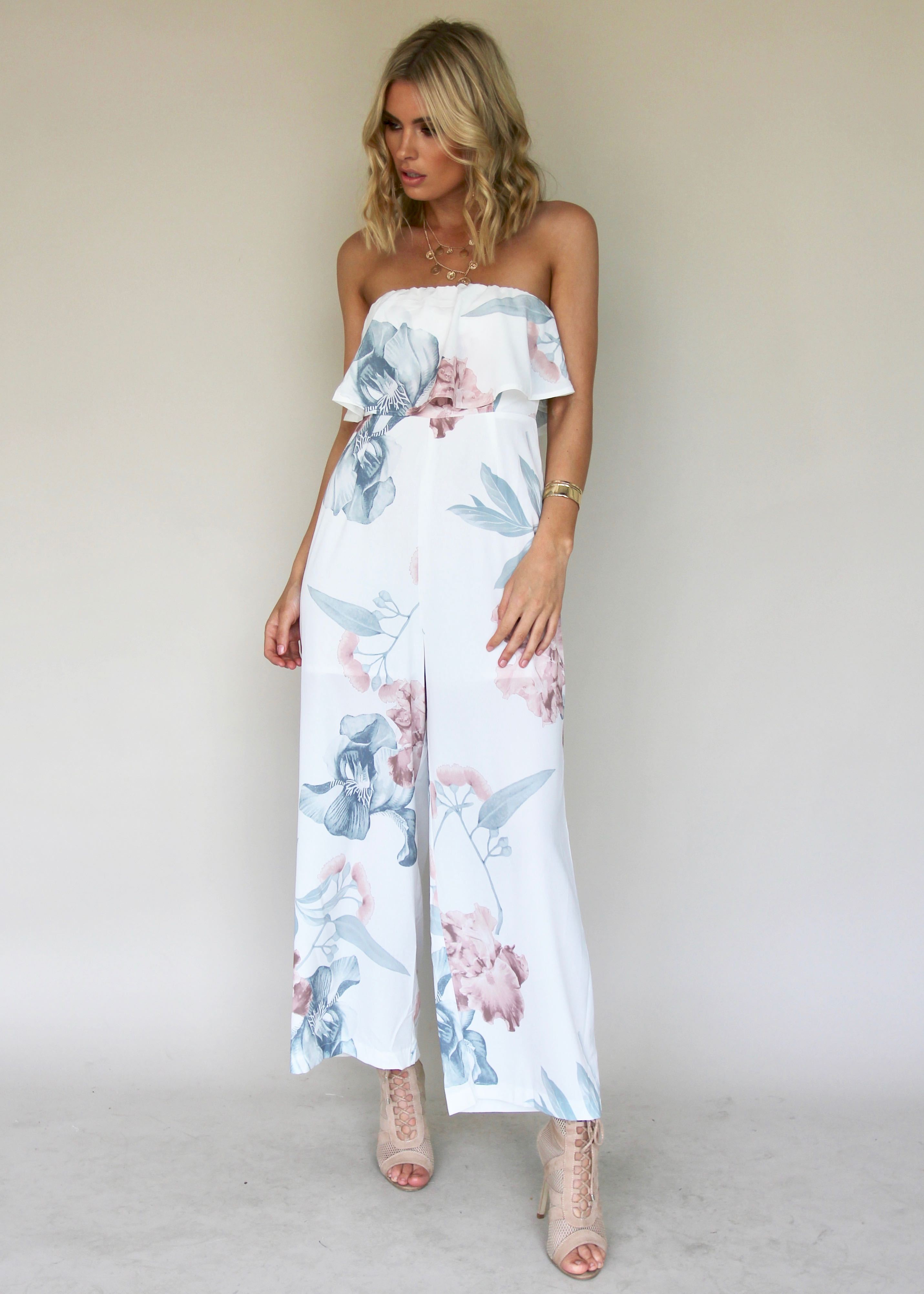 Burning Sun Strapless Pantsuit - Coastal