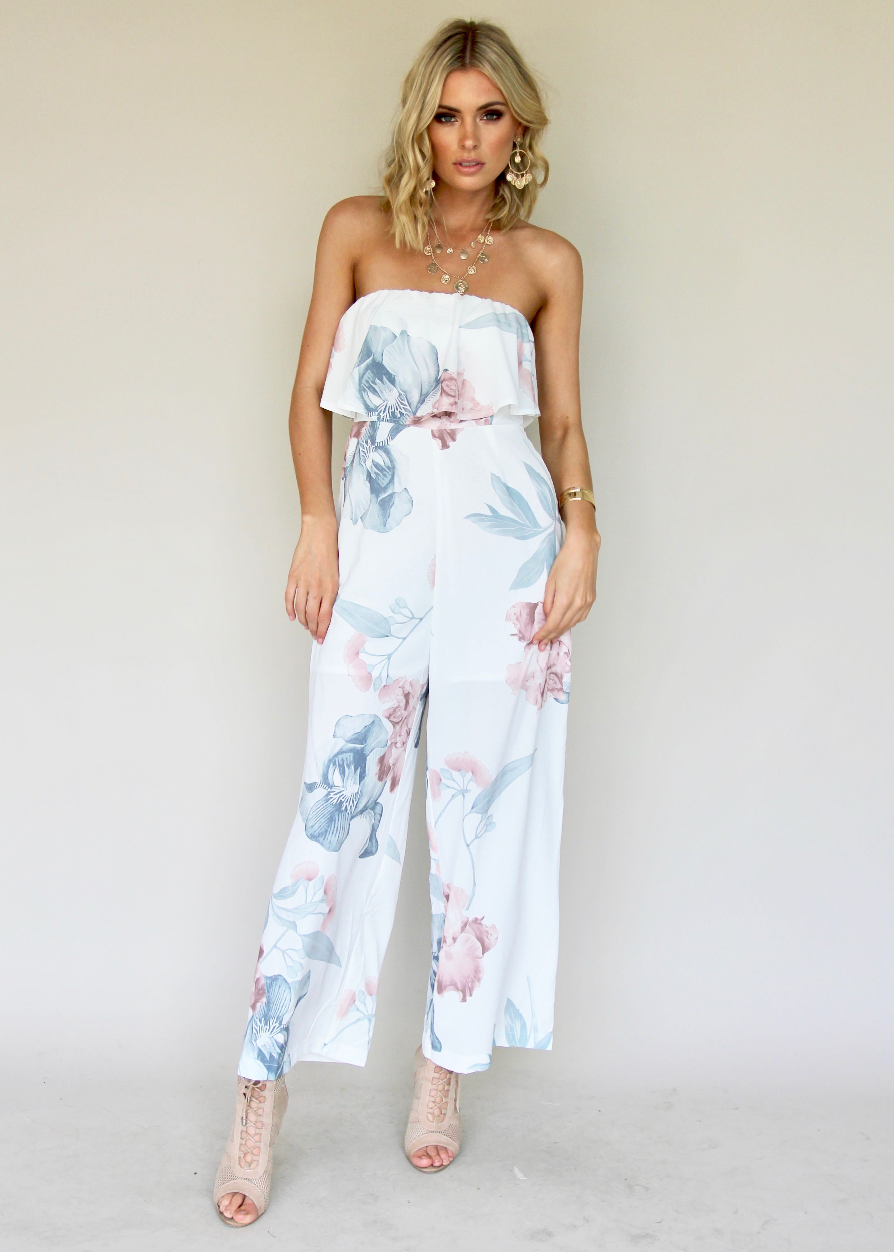 Burning Sun Strapless Pantsuit - Coastal