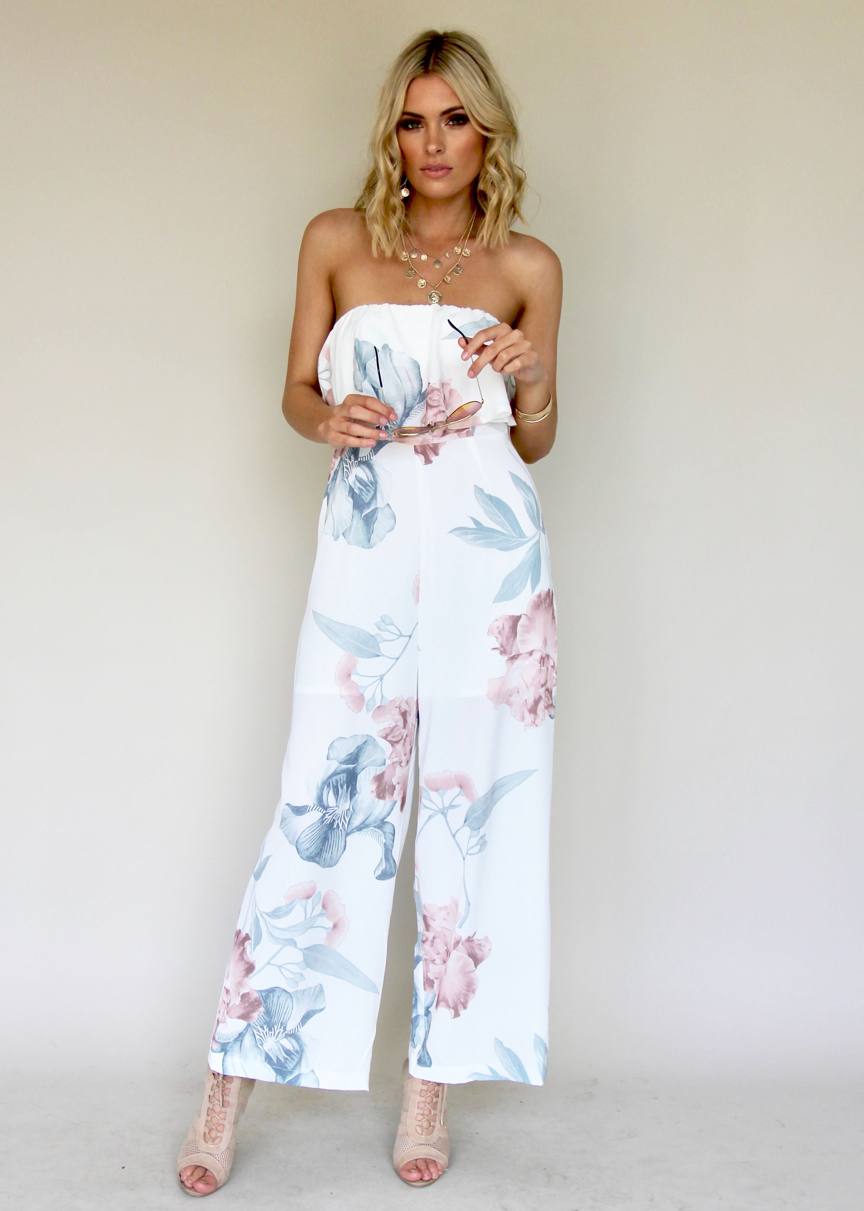 Burning Sun Strapless Pantsuit - Coastal