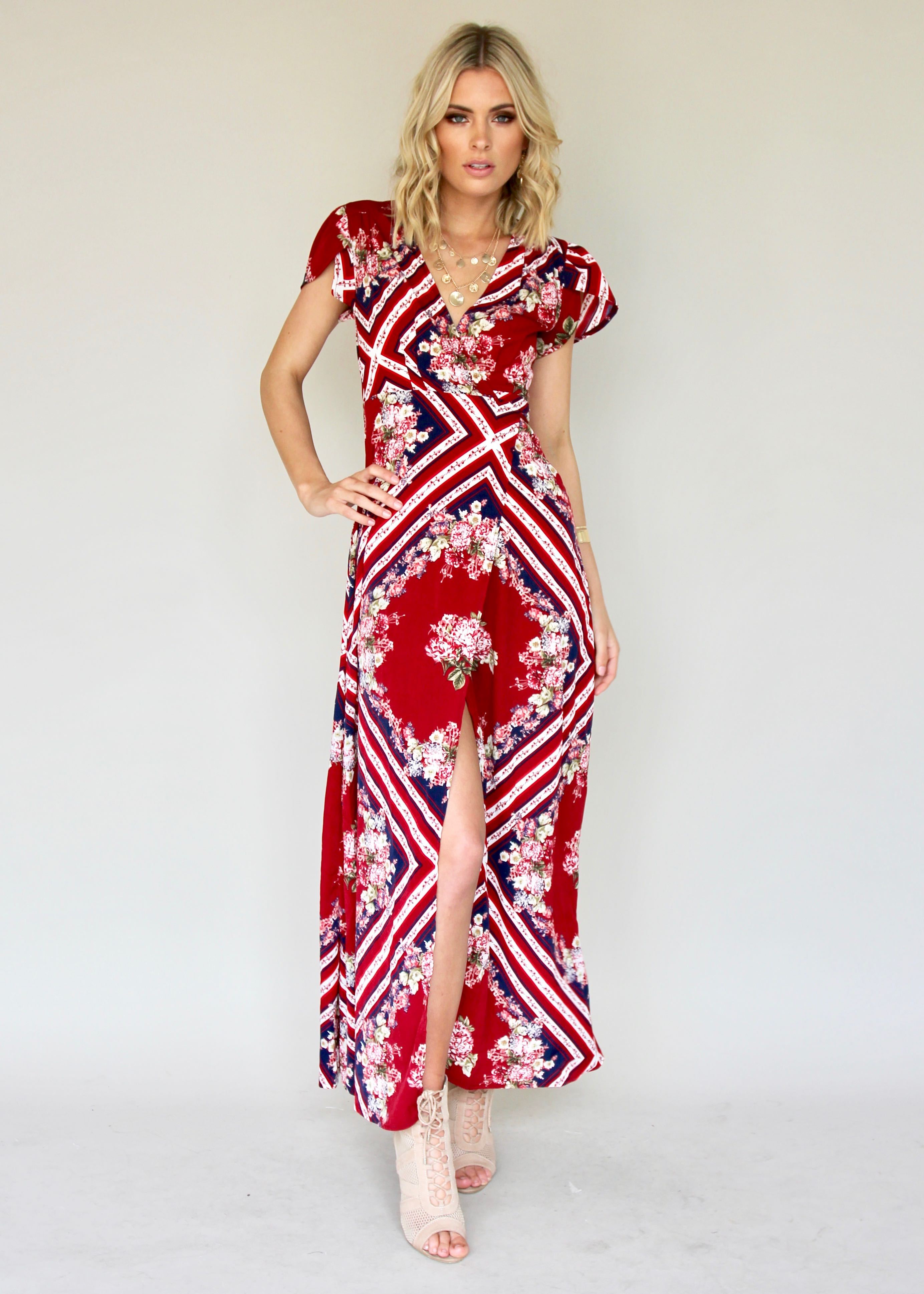 South Branch Wrap Dress - Carnation