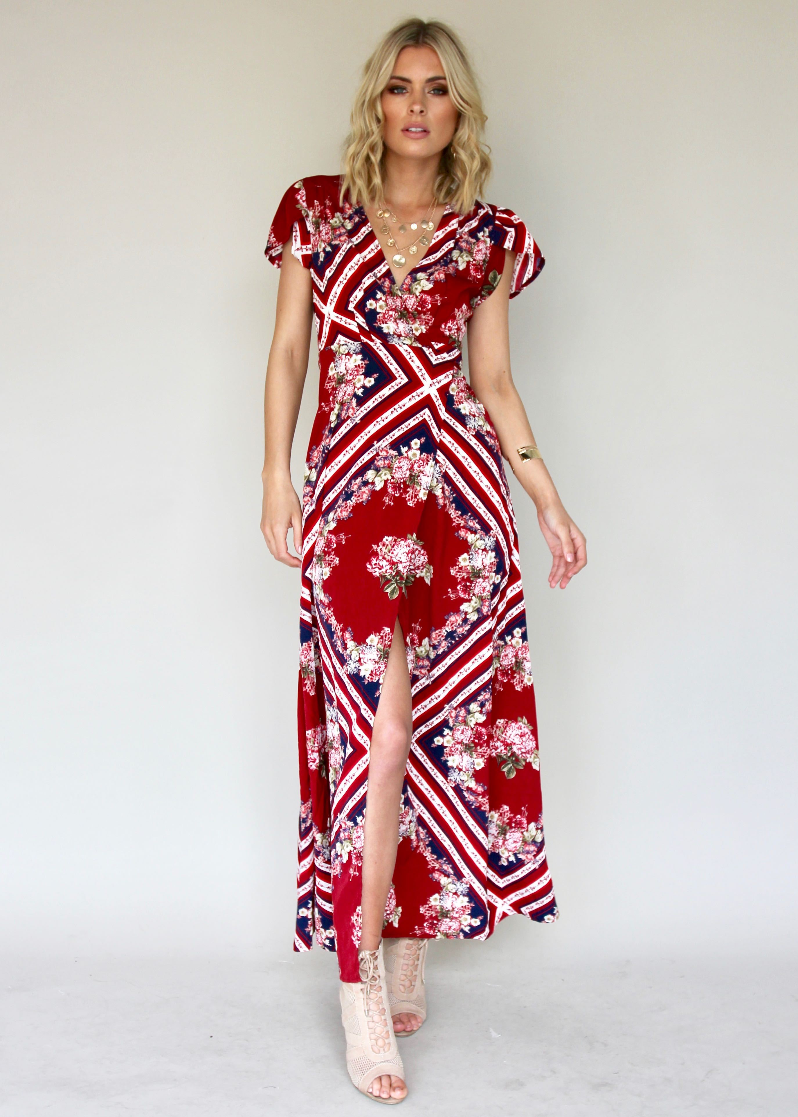 South Branch Wrap Dress - Carnation