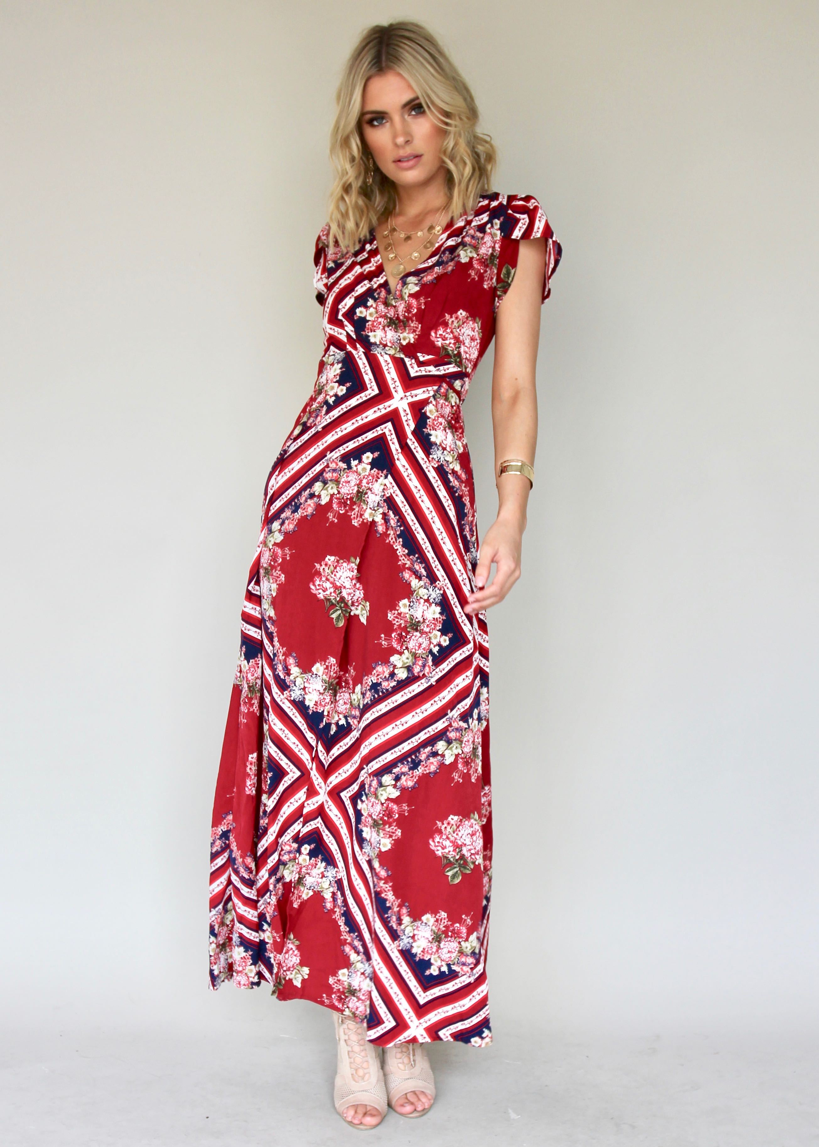 South Branch Wrap Dress - Carnation
