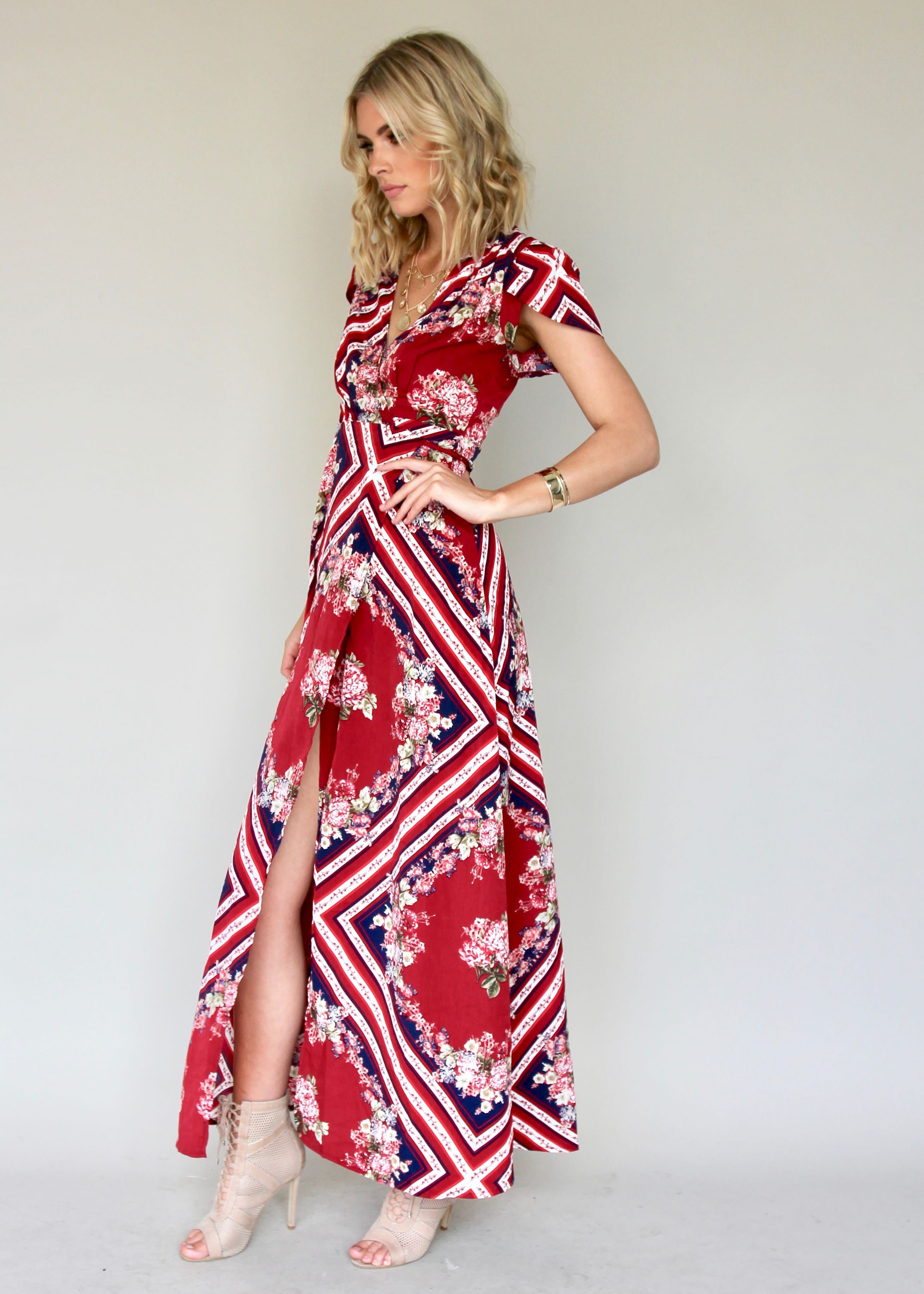 South Branch Wrap Dress - Carnation