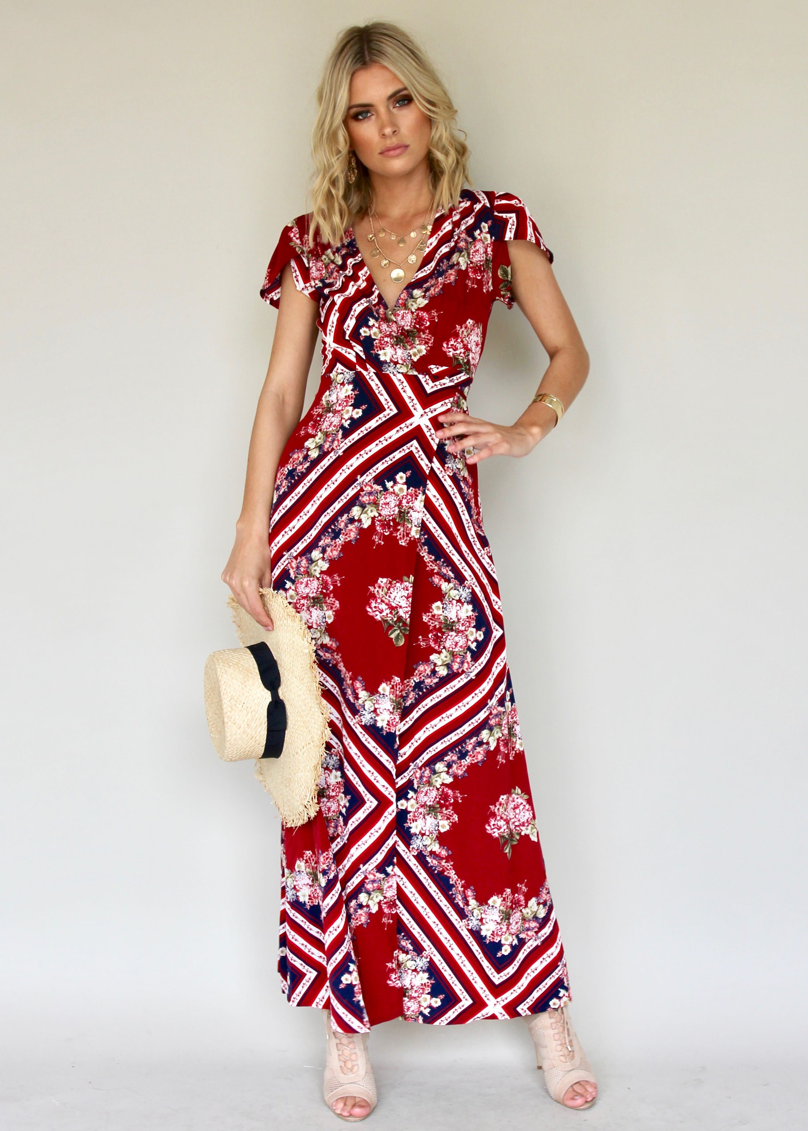 South Branch Wrap Dress - Carnation