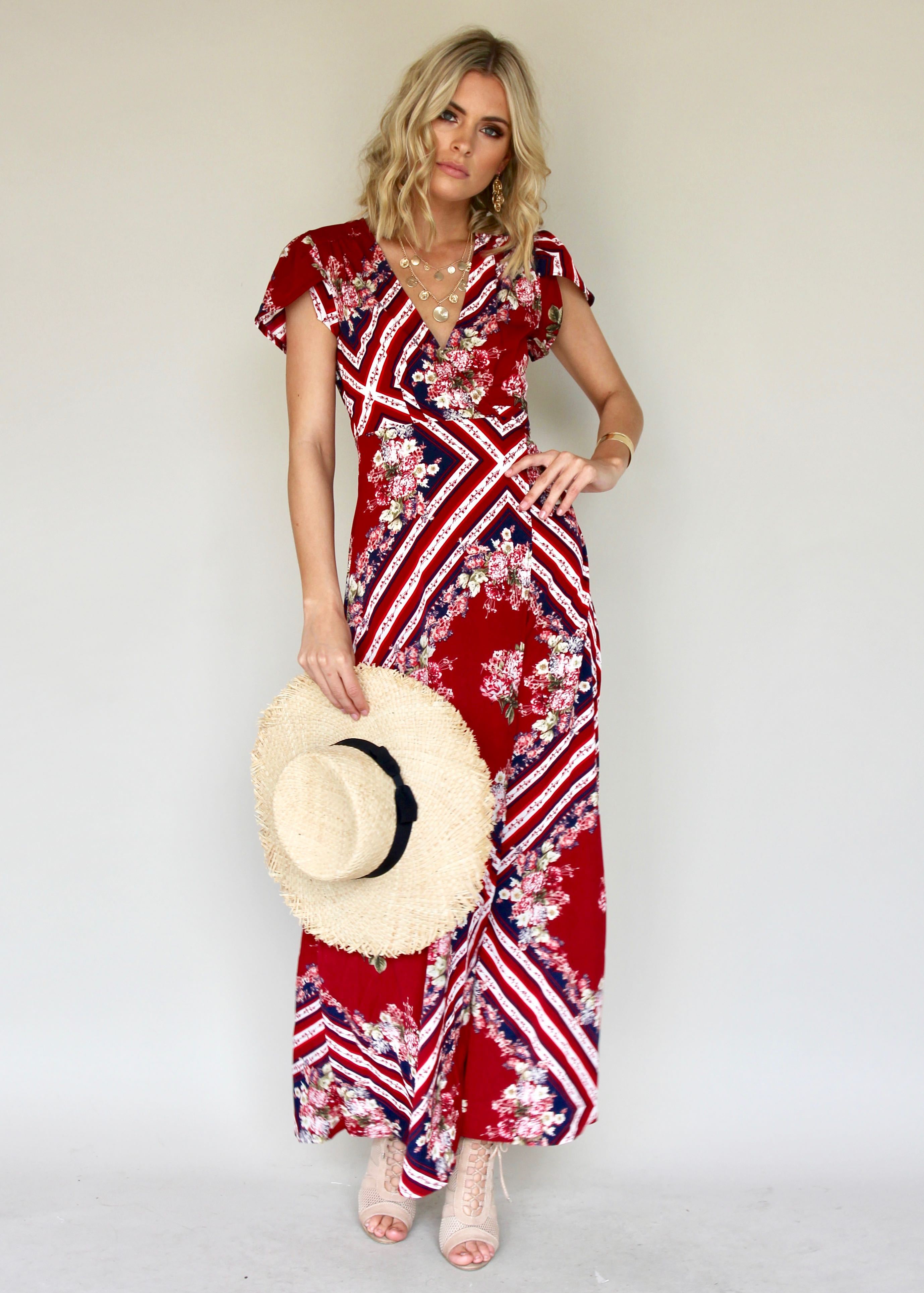 South Branch Wrap Dress - Carnation
