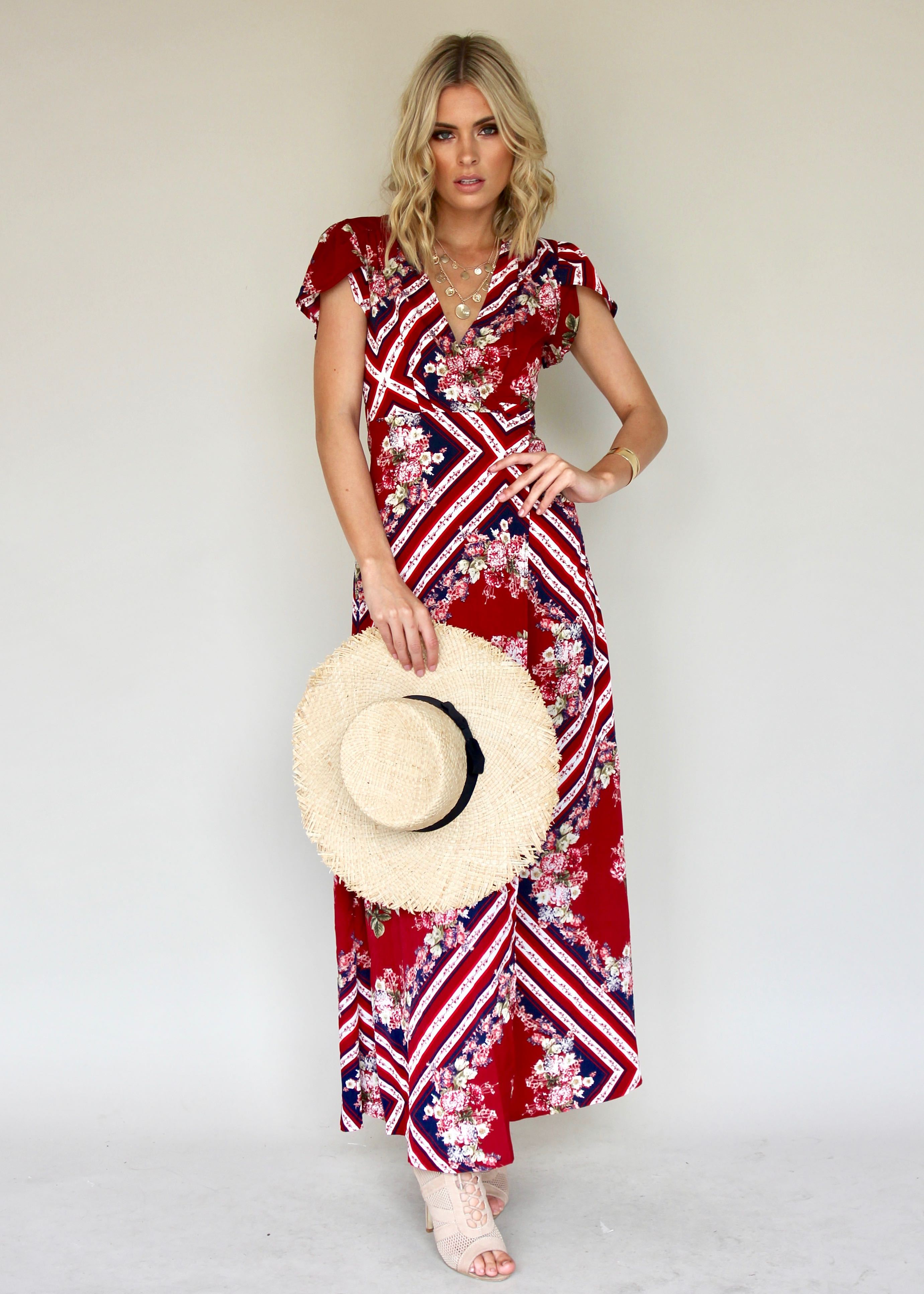 South Branch Wrap Dress - Carnation