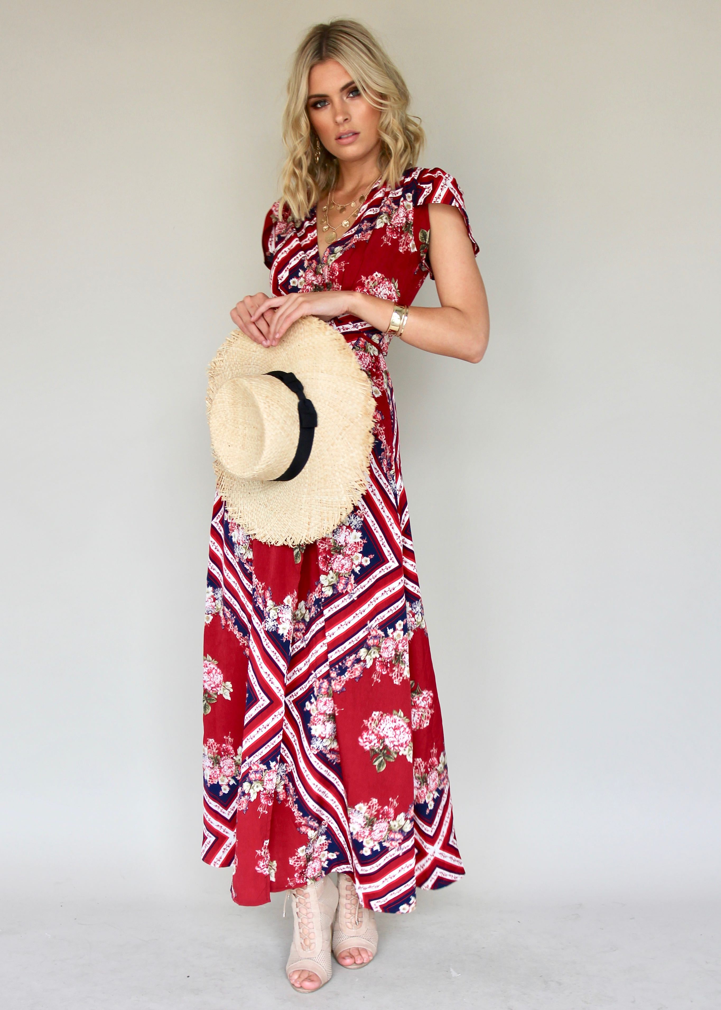 South Branch Wrap Dress - Carnation