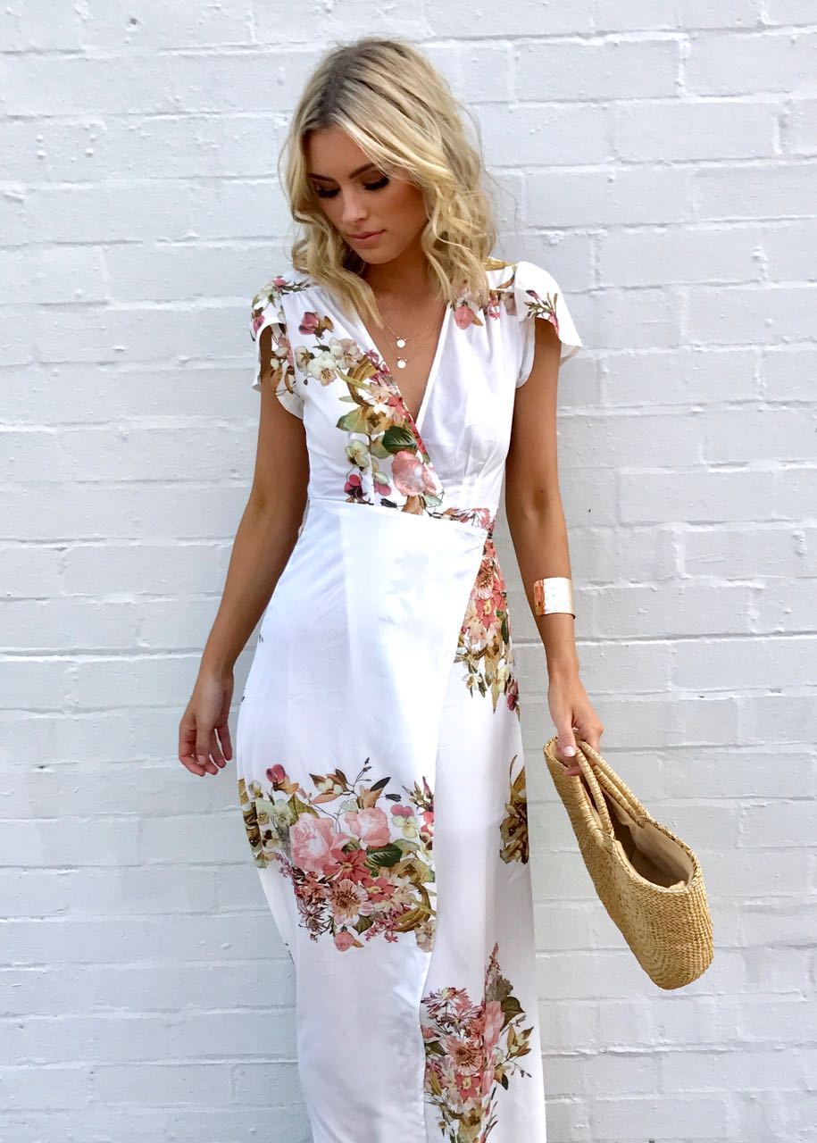 South Branch Wrap Maxi Dress - Lillies