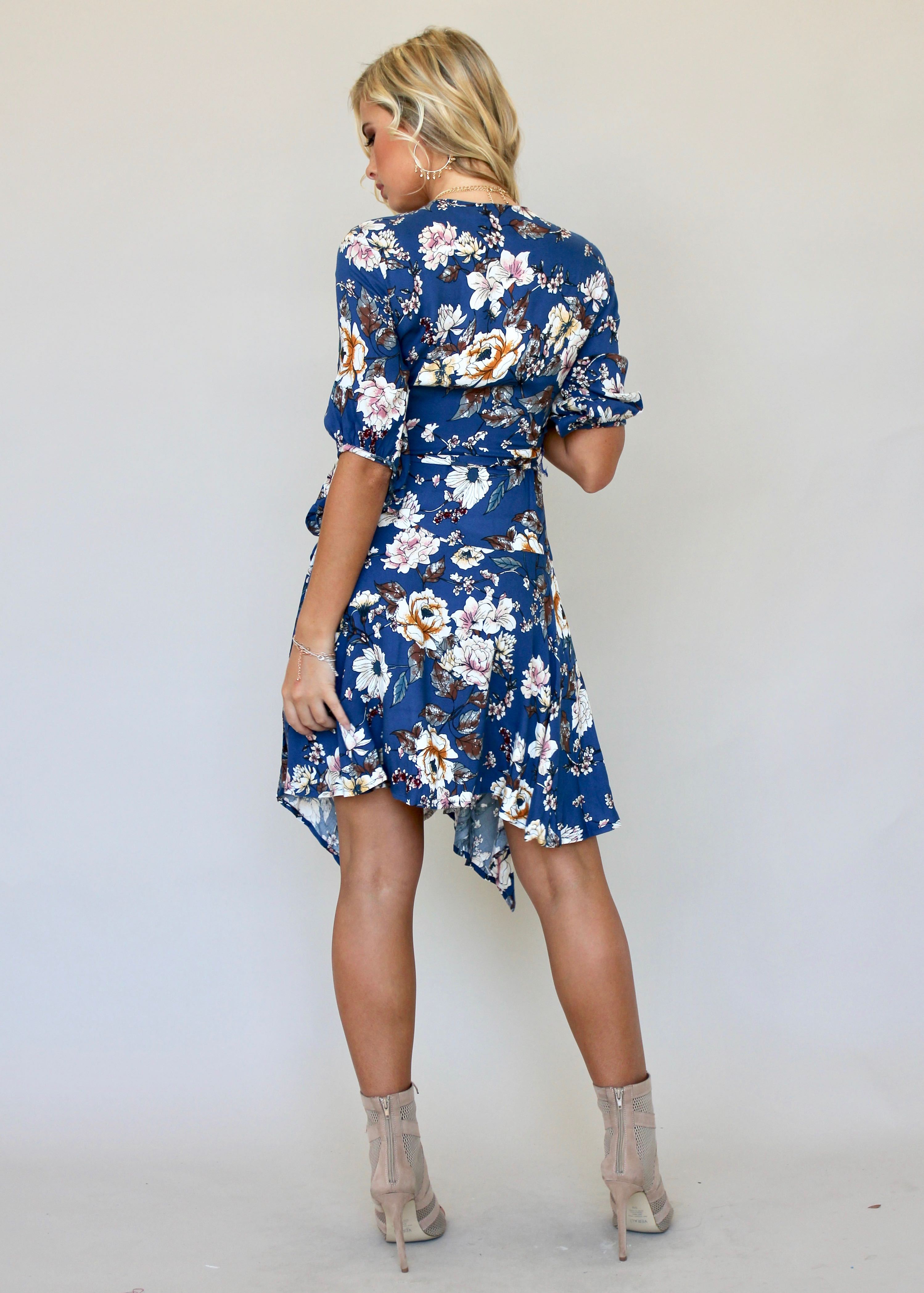 Echo Vibe Wrap Dress - Blue