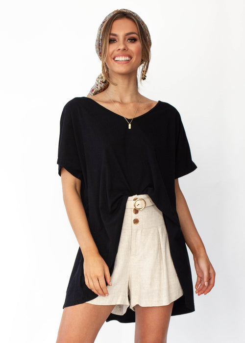 Hailey Hi-Lo Tee - Black