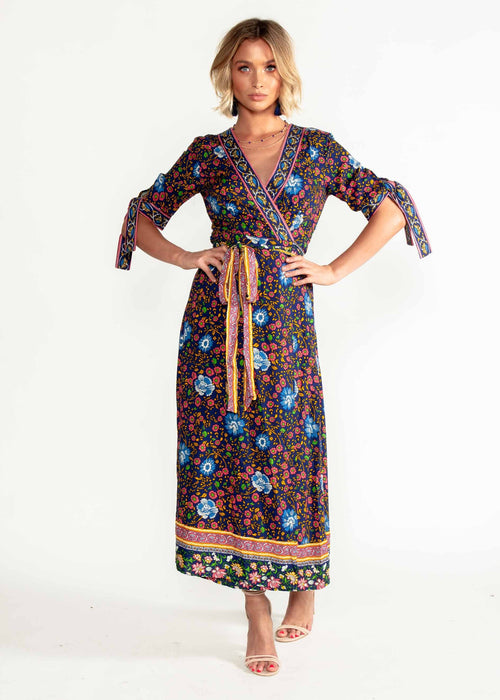Beyond Dreams Wrap Maxi Dress - Navy Blossom