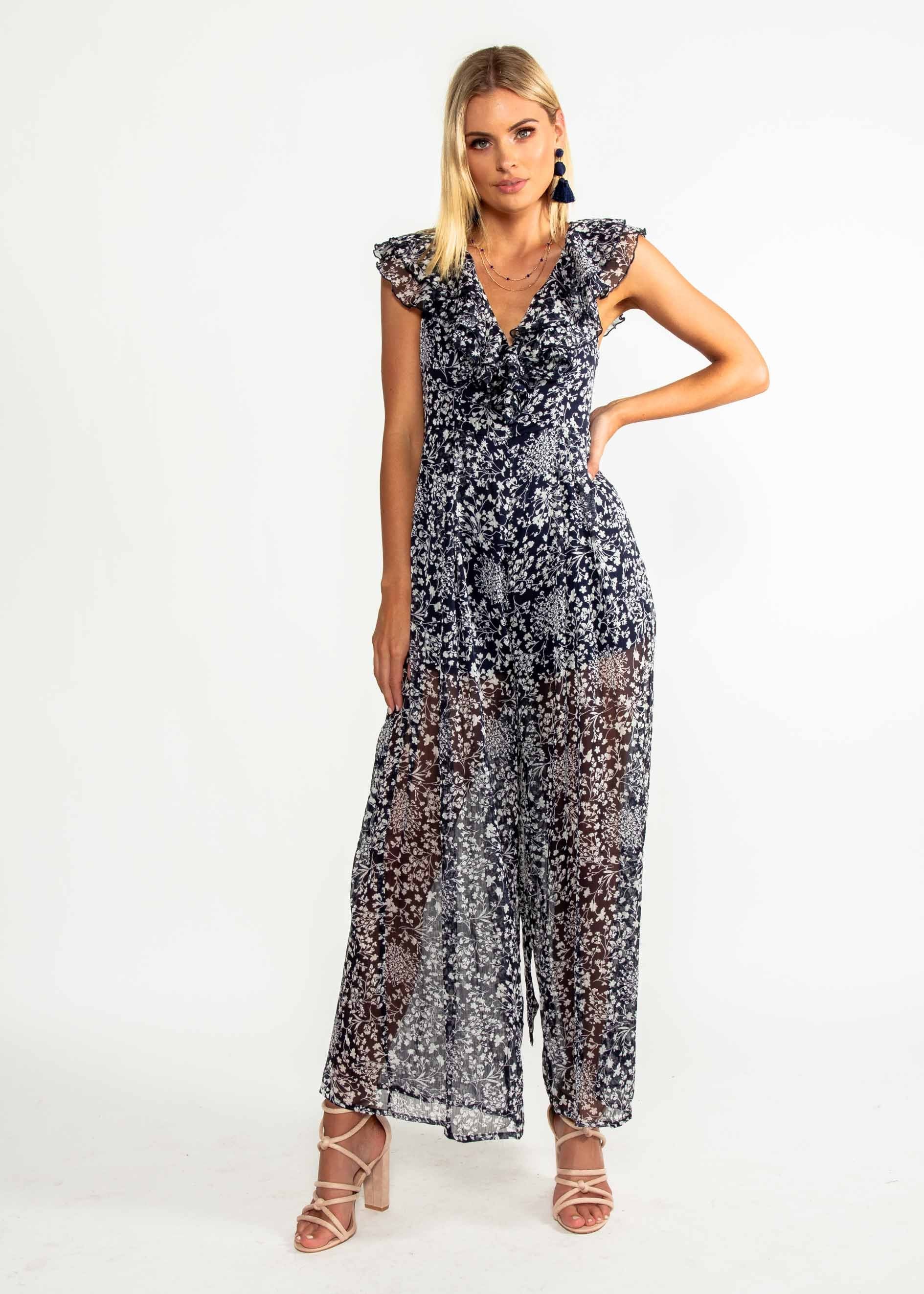 Once Before Pantsuit - Navy Floral