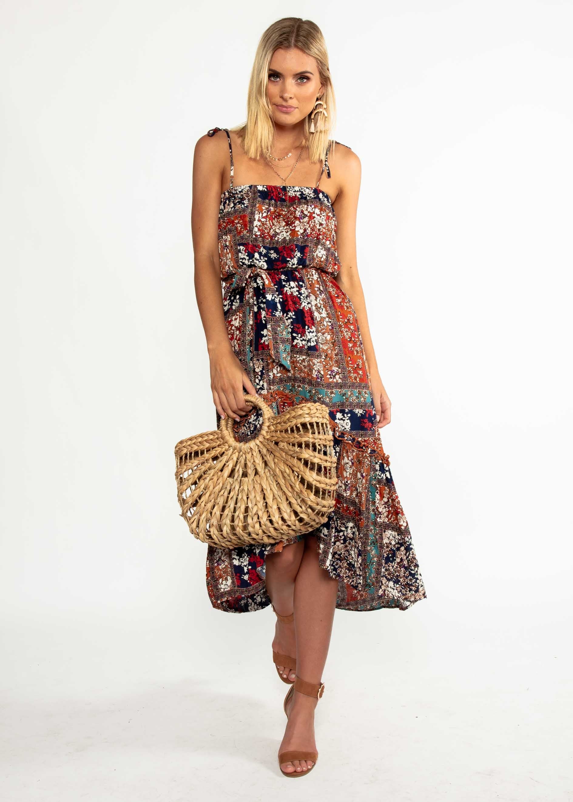 Nathalia Hi-Lo Midi Dress - Moroccan Floral
