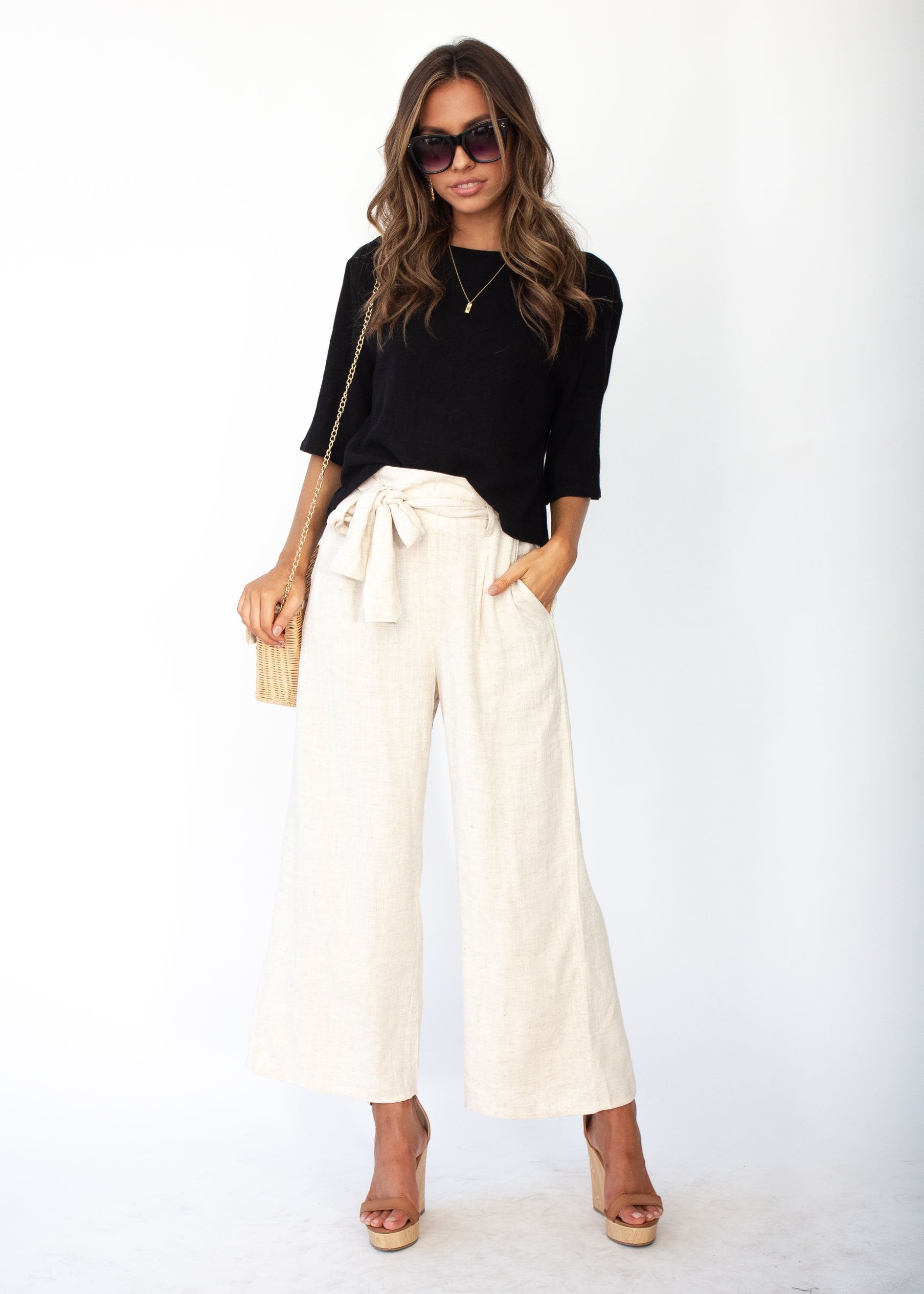 Simple Touch Linen Blouse - Black