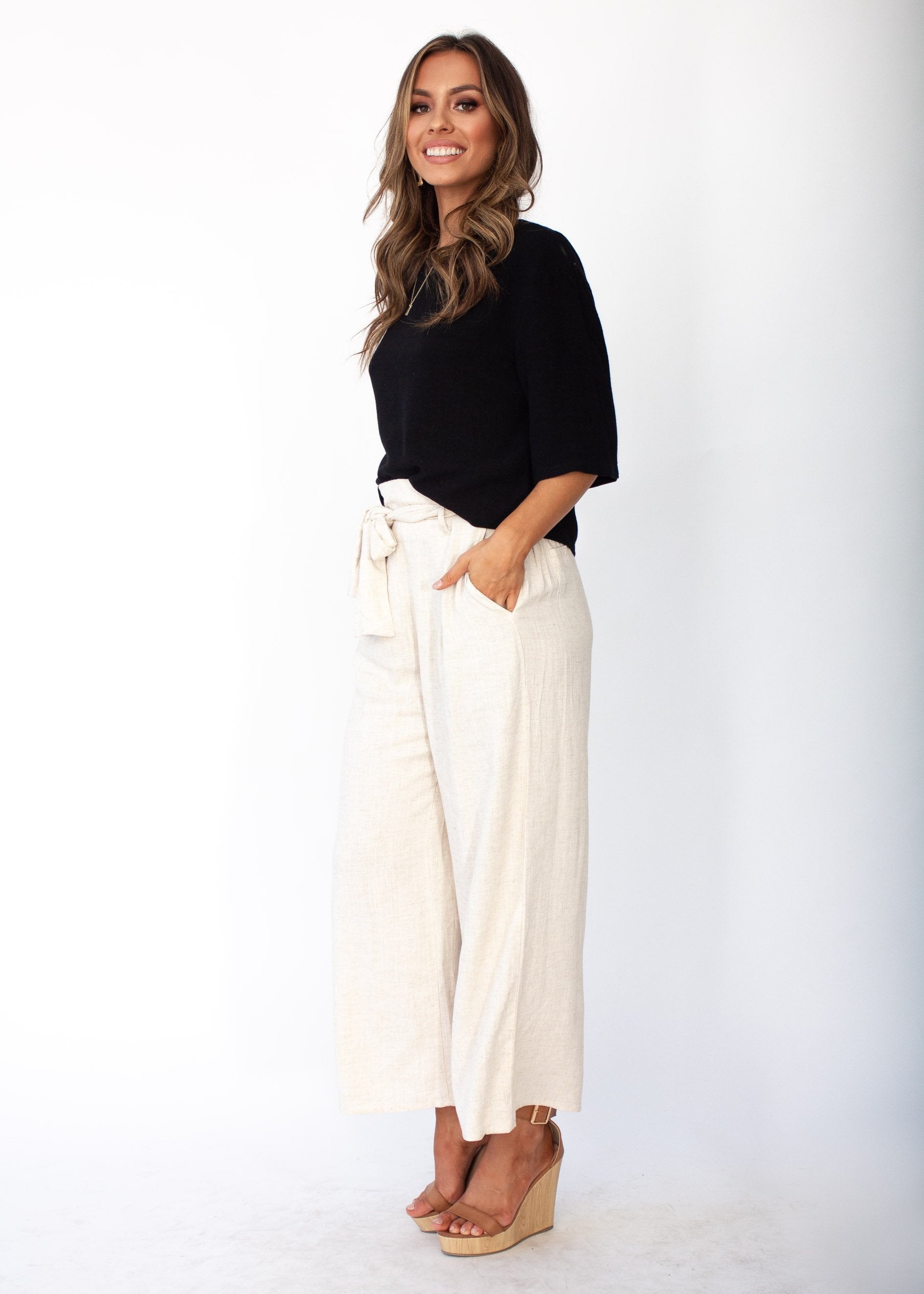 Simple Touch Linen Blouse - Black