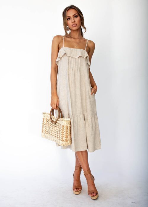 Head In The Clouds Midi Dress - Natural
