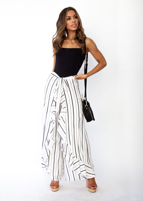 Women's Forever More Pants - White and black Stripe