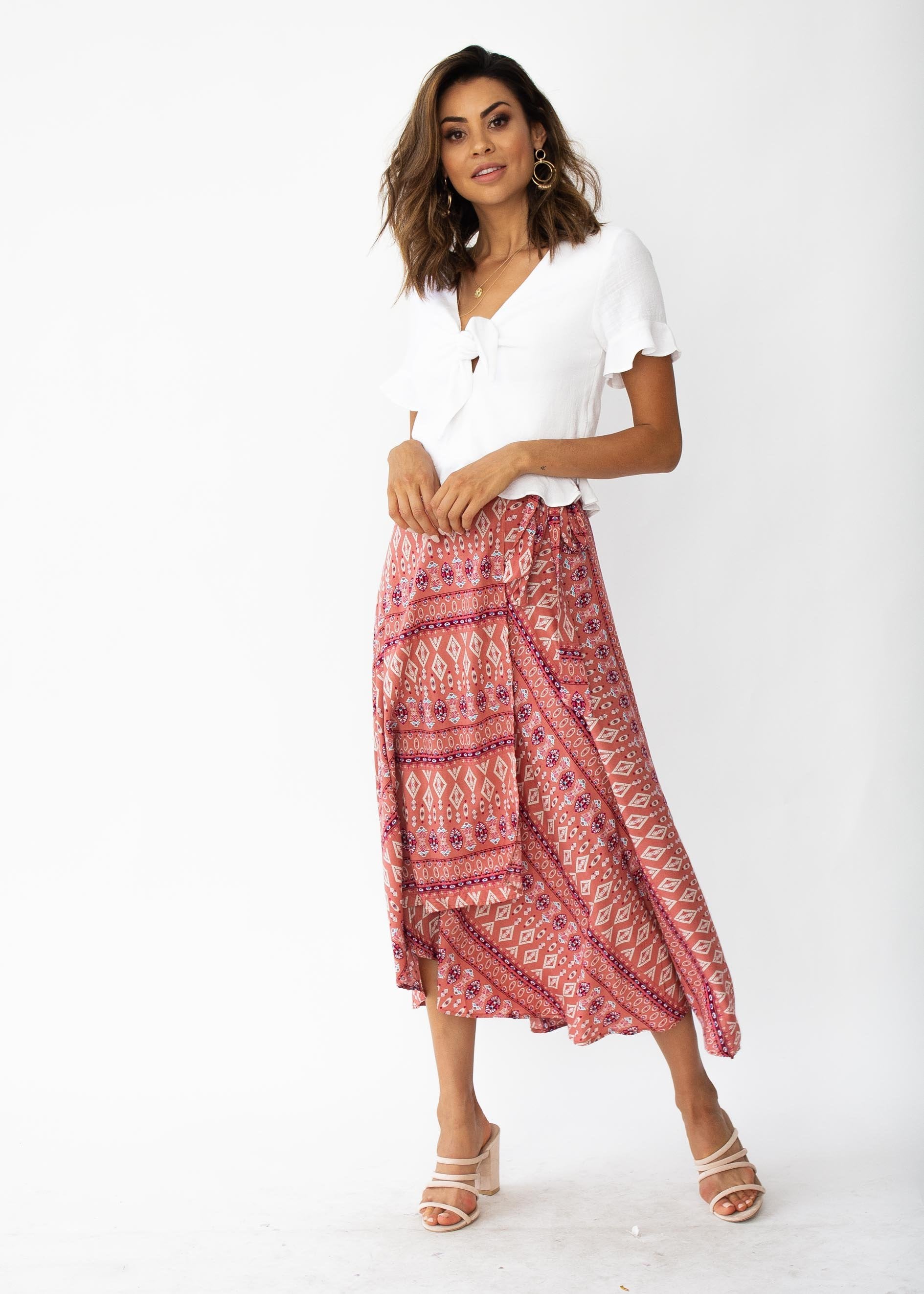 Mahalia Midi Wrap Skirt - September Rose