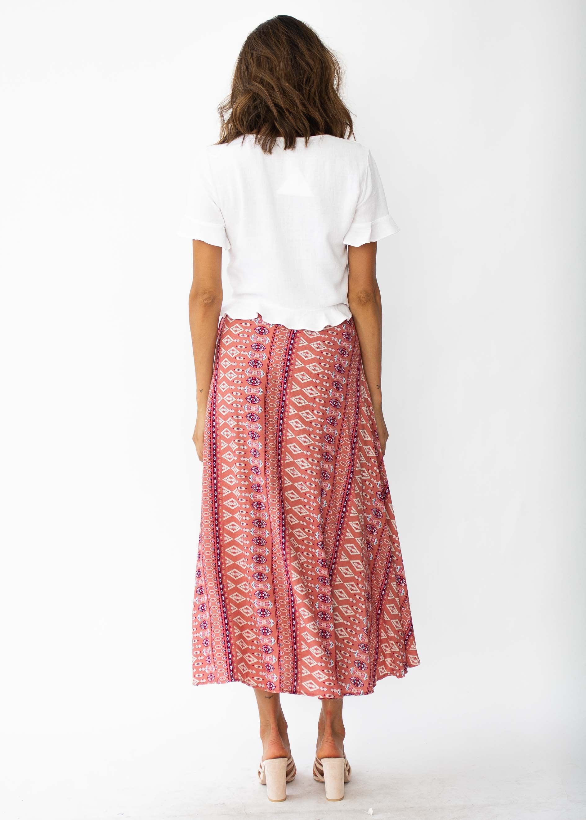 Mahalia Midi Wrap Skirt - September Rose