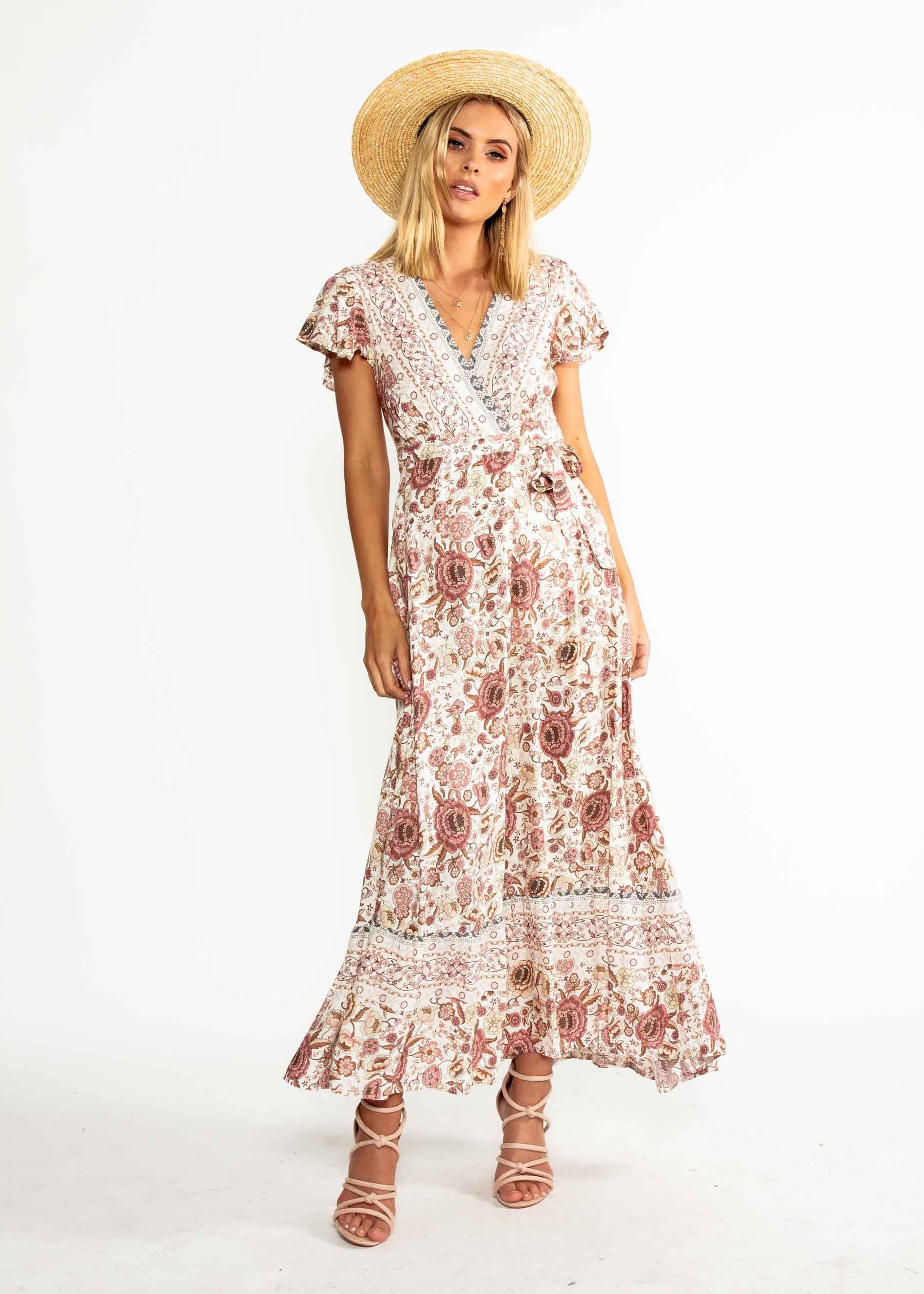 Mackenzie Wrap Maxi Dress - Vintage Rose