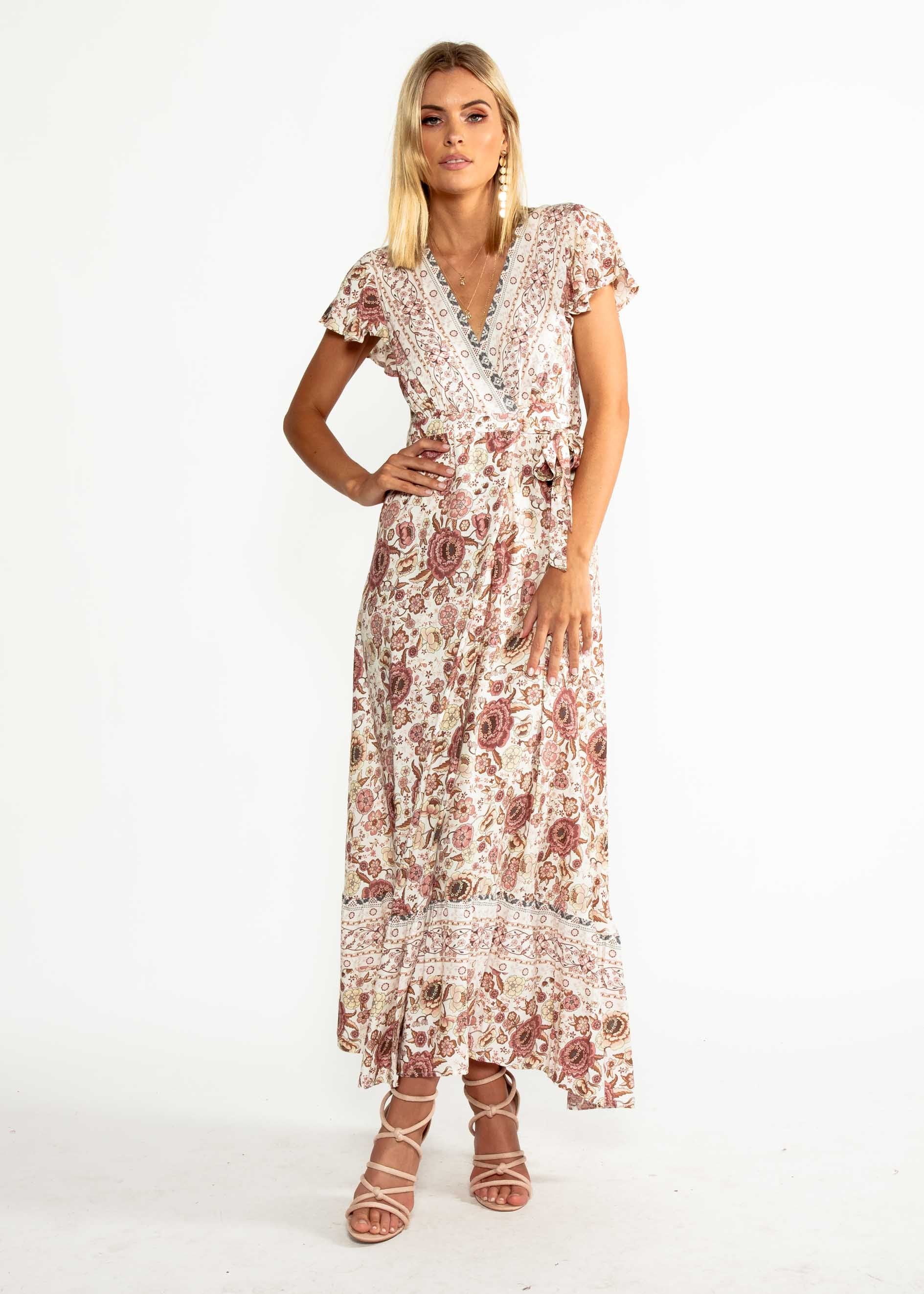Mackenzie Wrap Maxi Dress - Vintage Rose