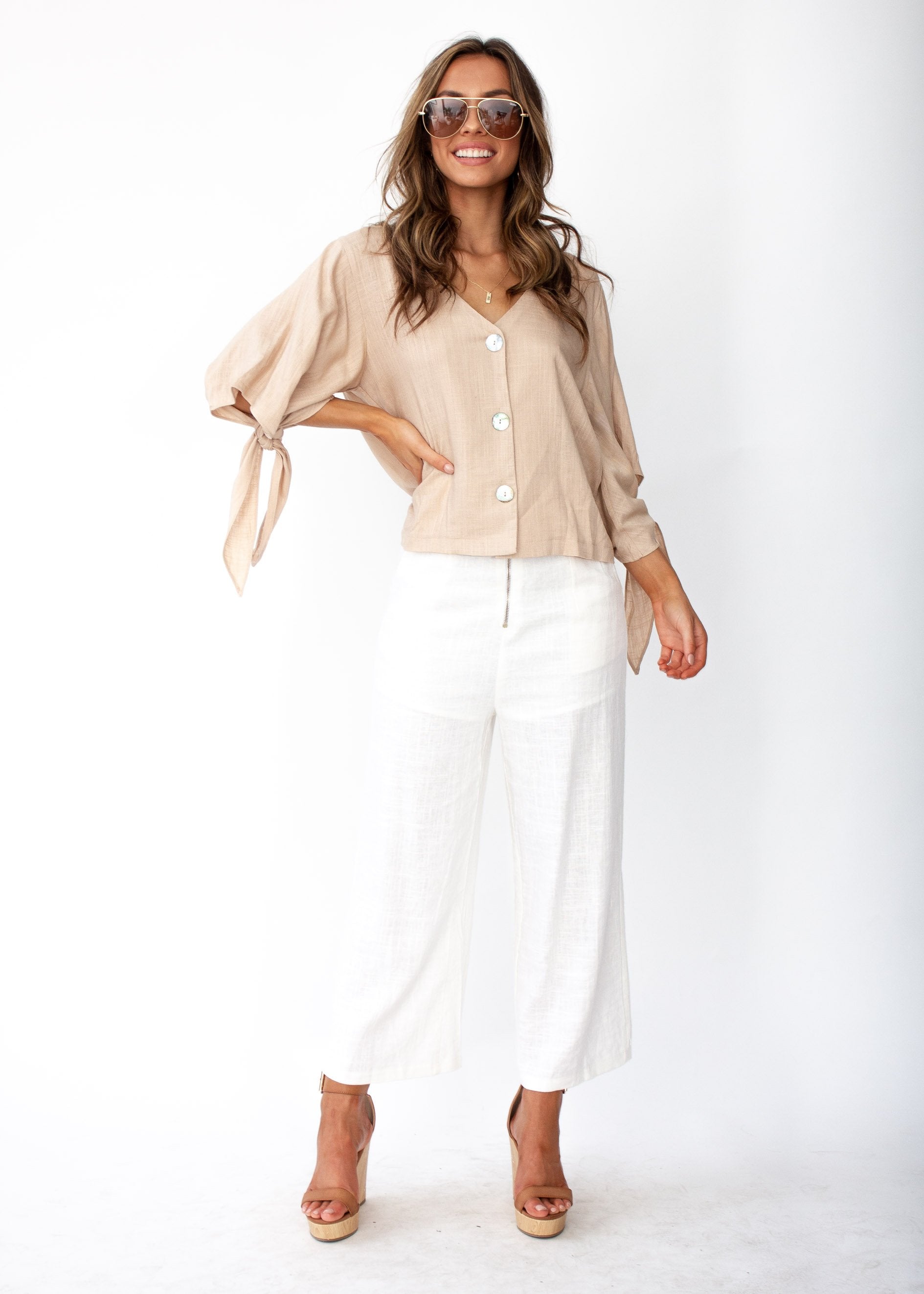 Next To Me Blouse - Sand