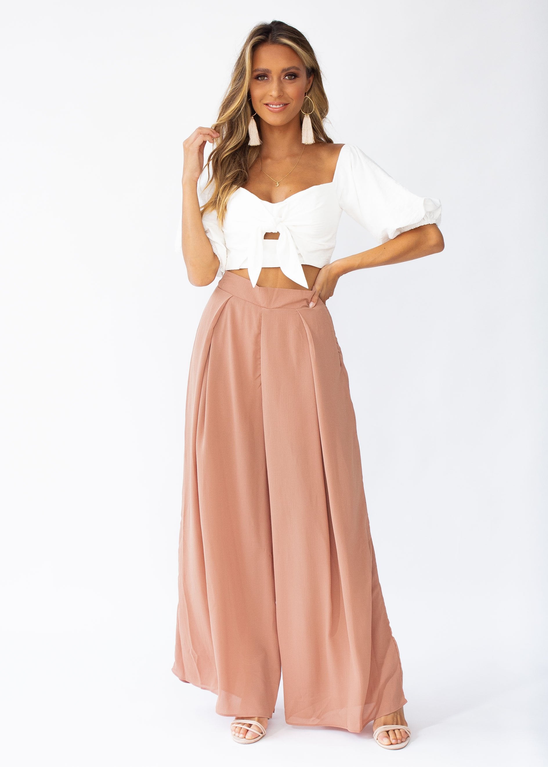 Messina Wide Leg Pants - Coffee