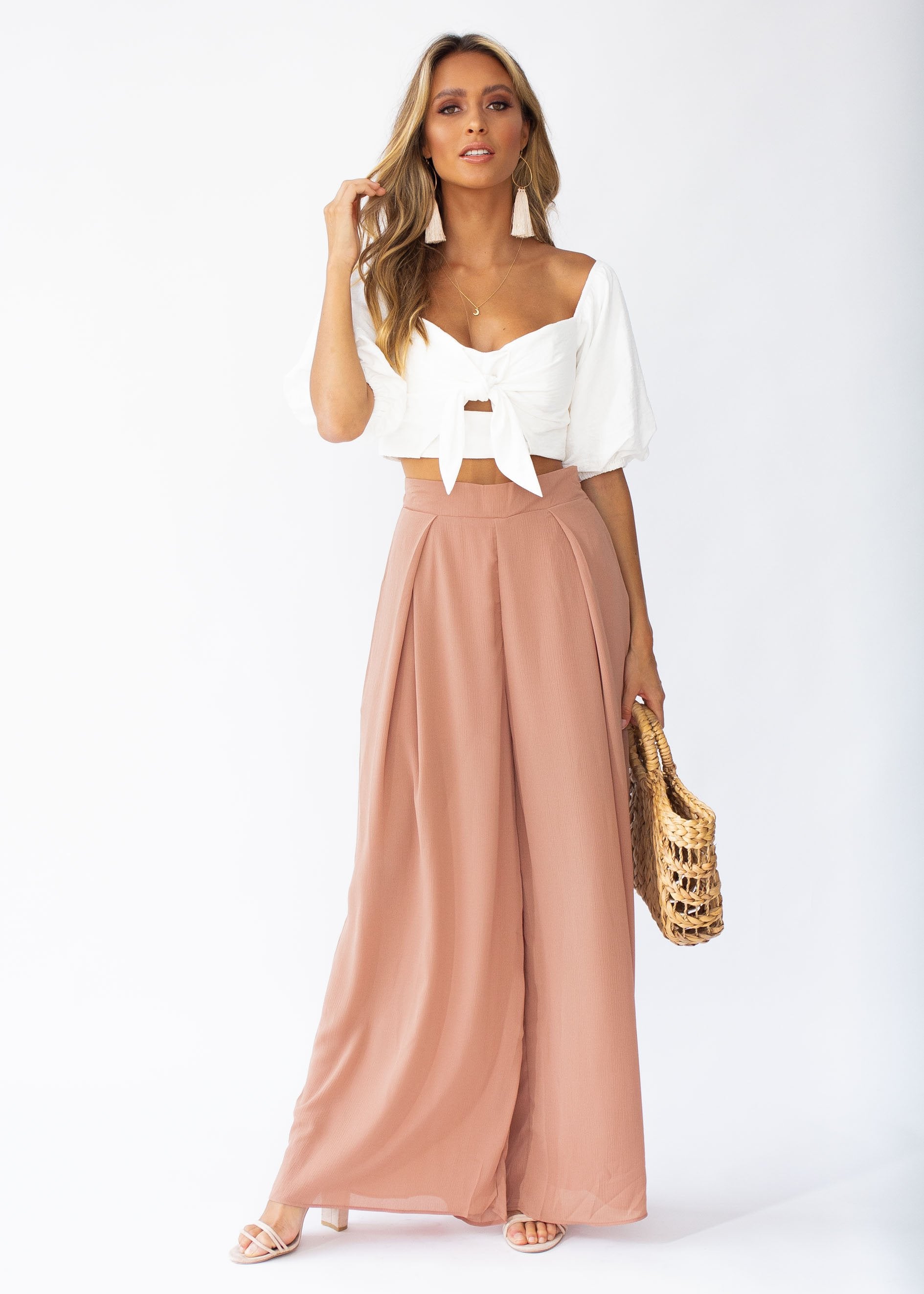 Messina Wide Leg Pants - Coffee