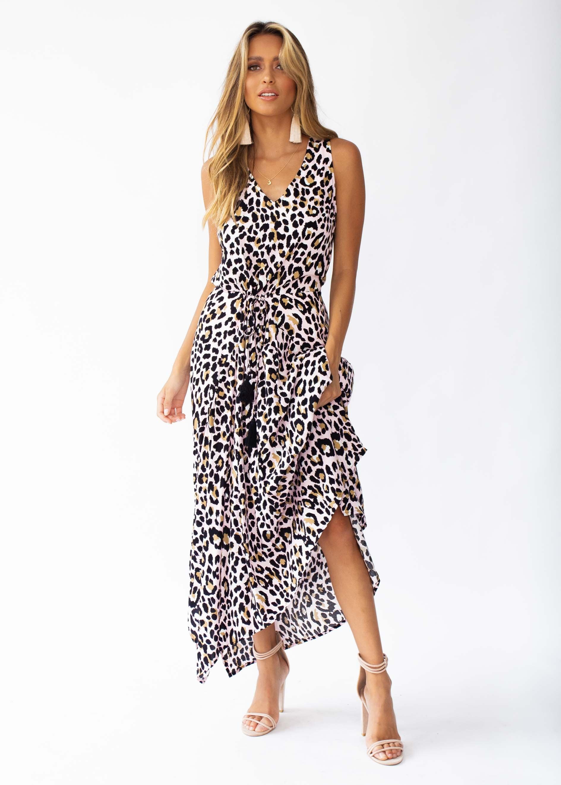 Kaycee Maxi Dress	- Blush Leopard