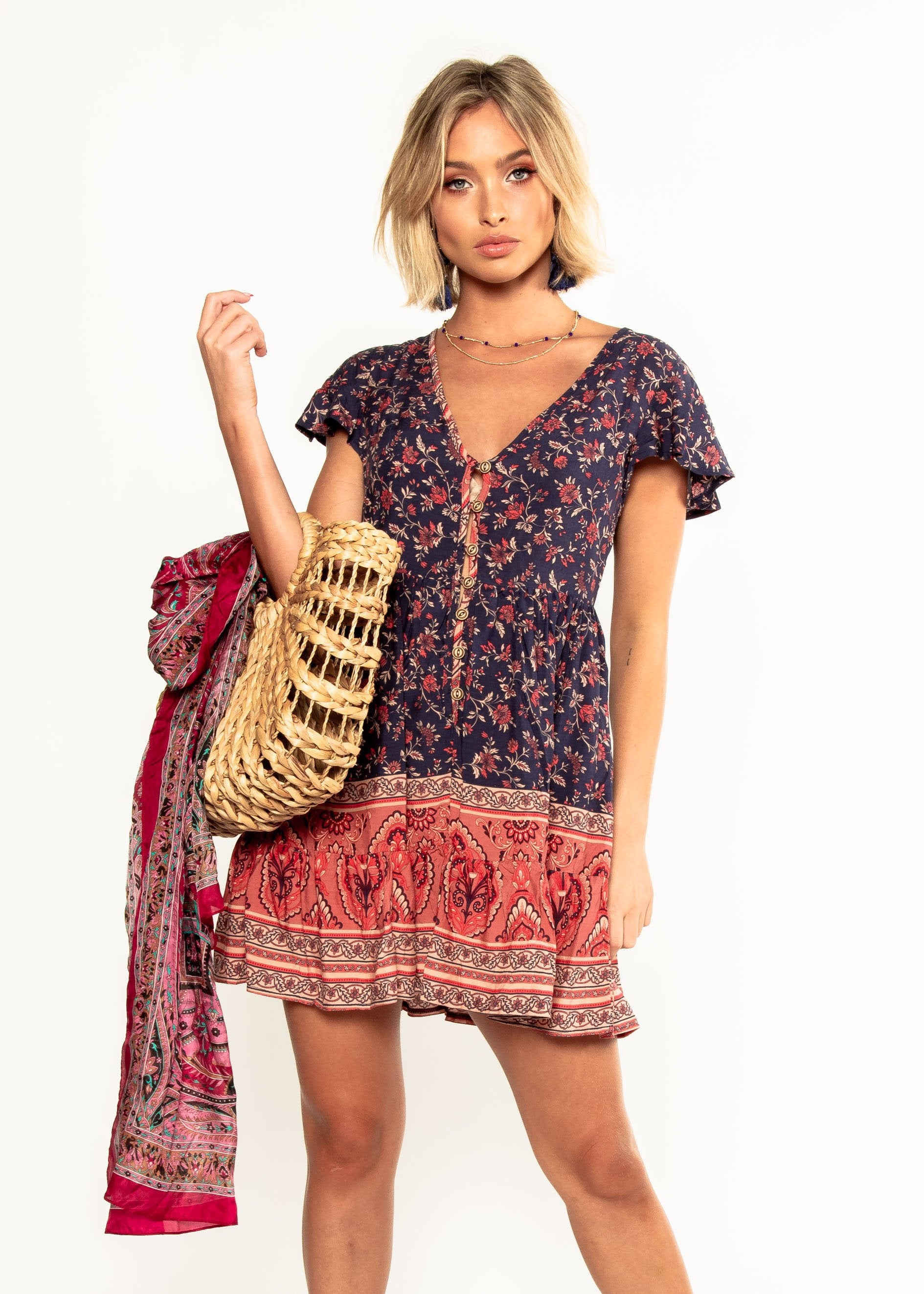 Aisha Swing Dress - Navy Floral