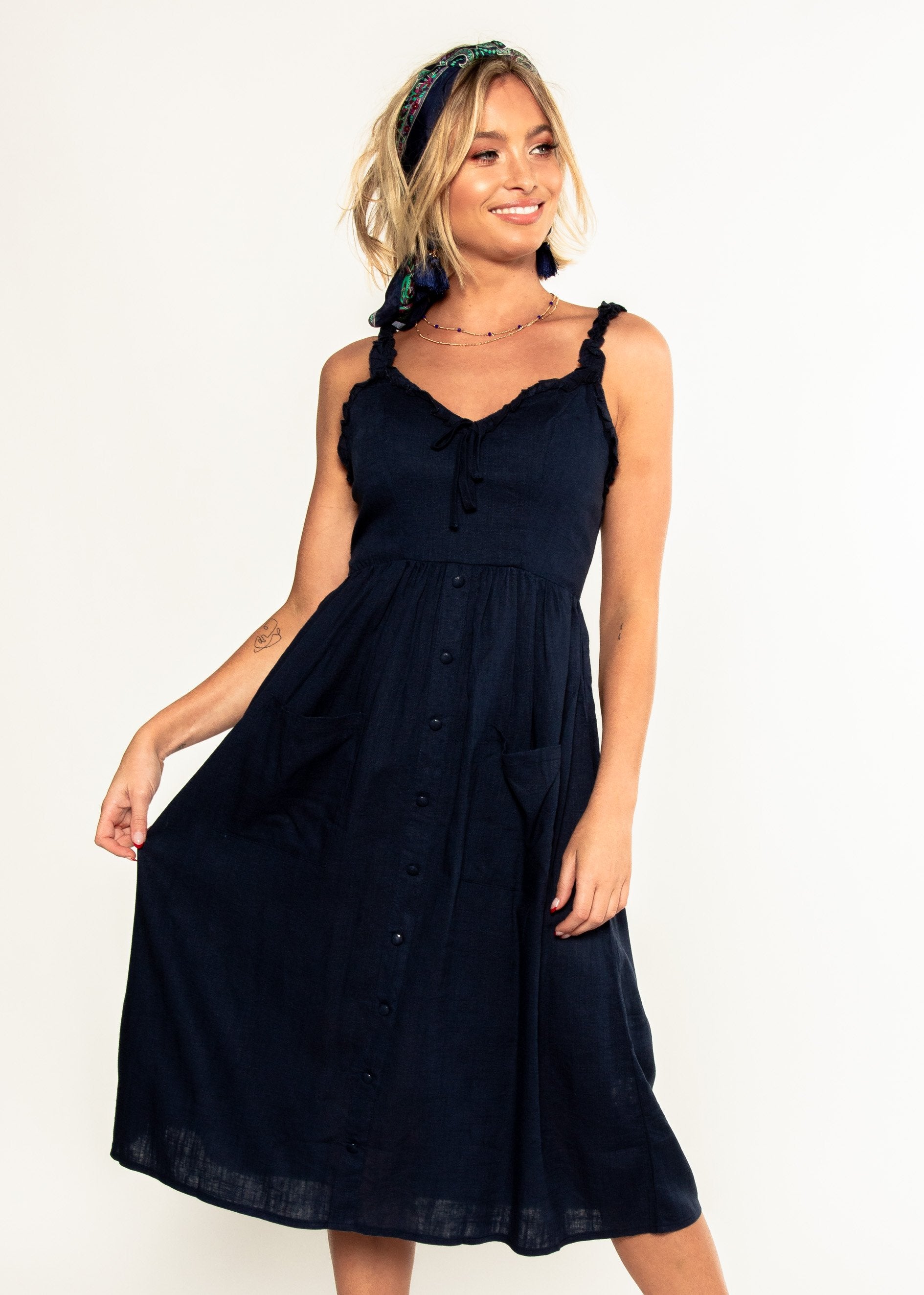 Alara Midi Dress - Navy