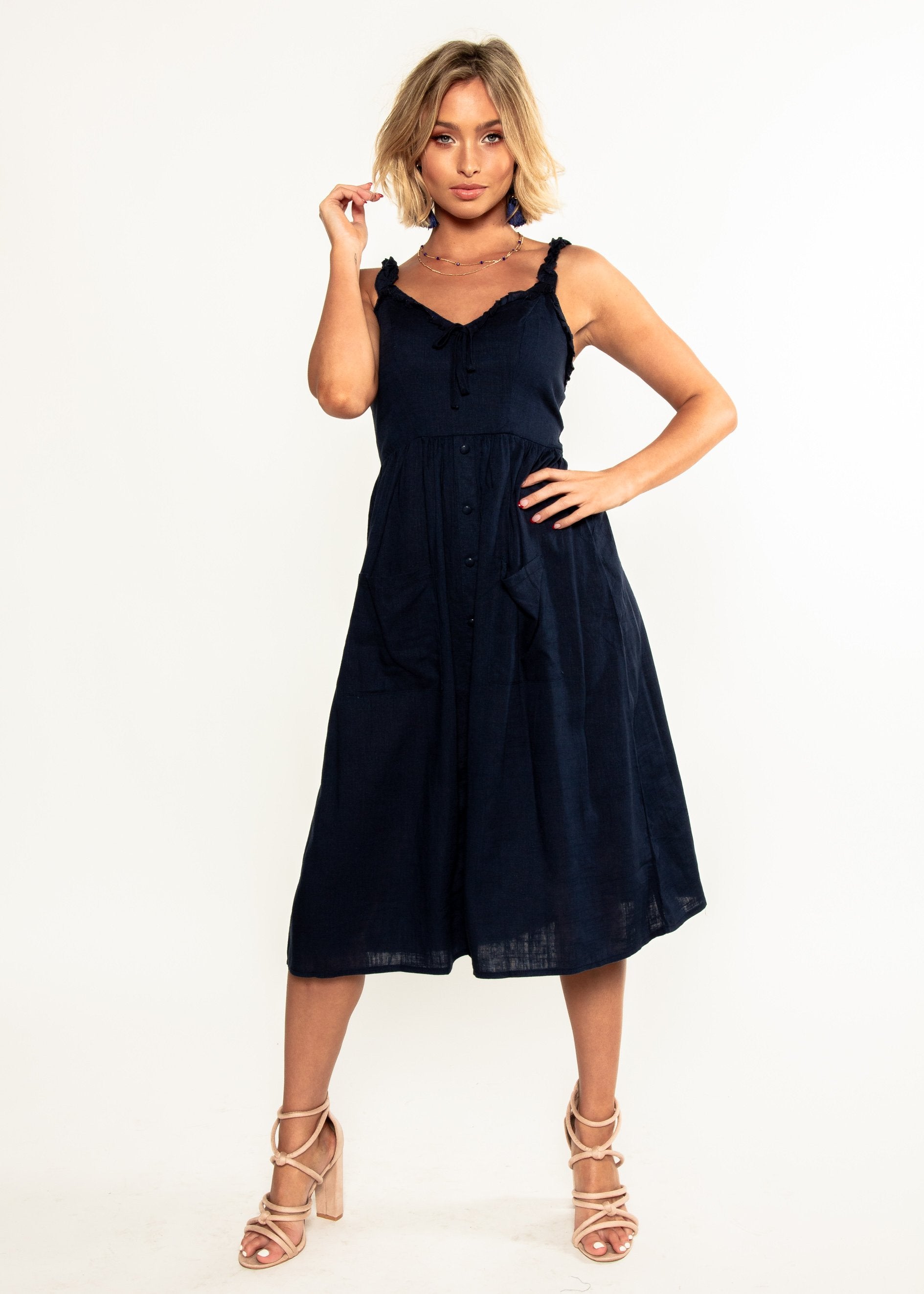 Alara Midi Dress - Navy