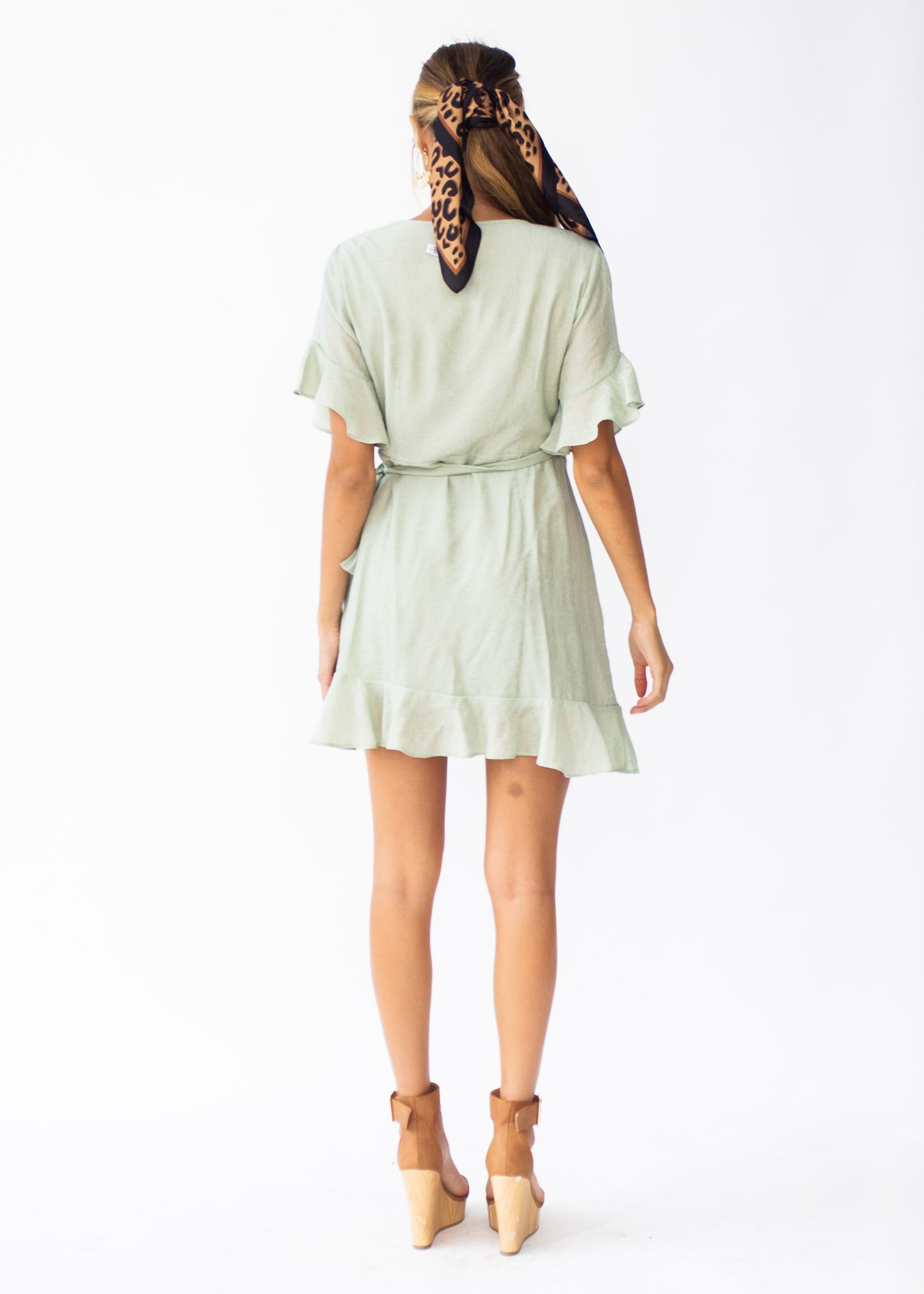 Afterthought Wrap Dress - Light Sage