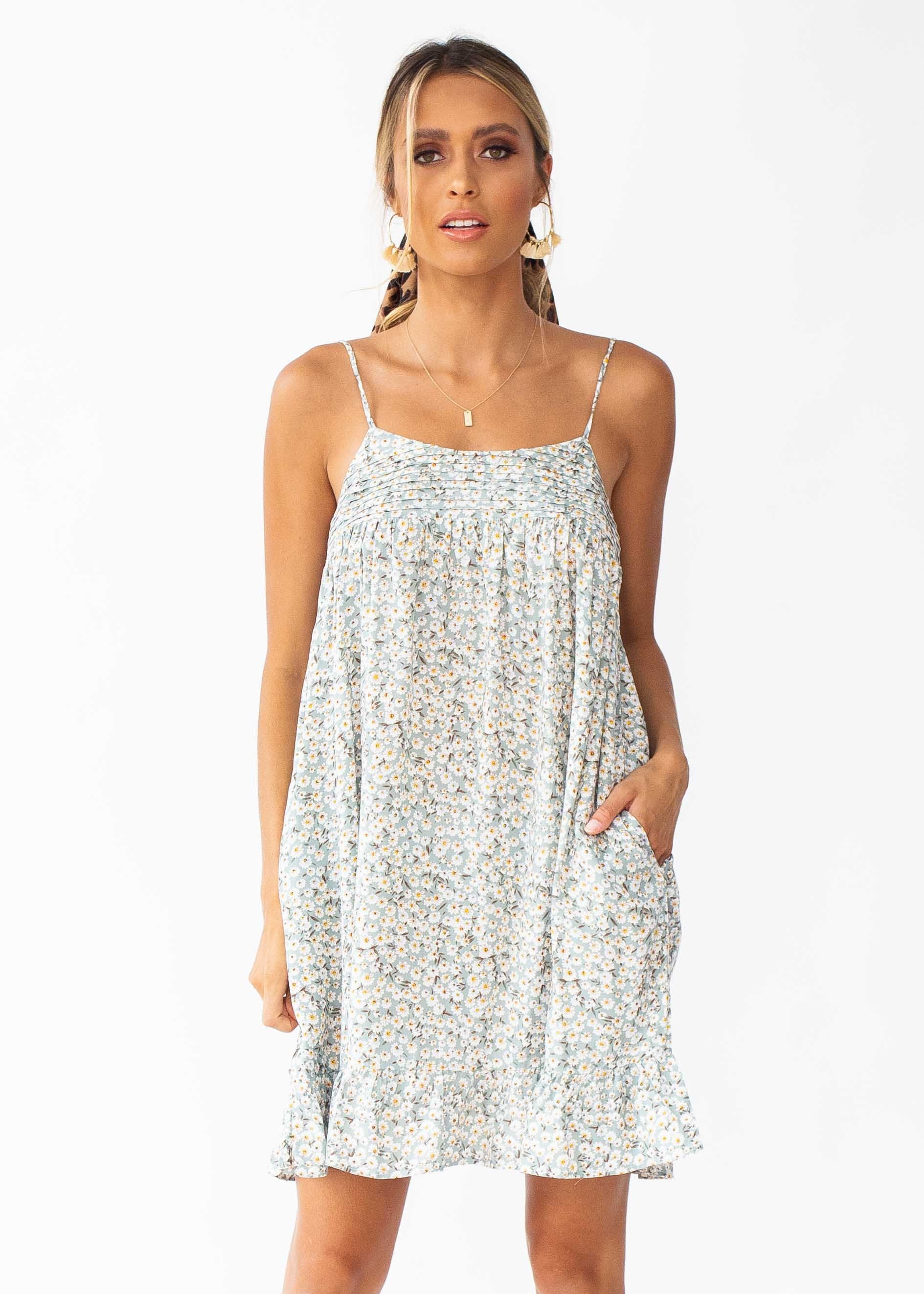 Blair Swing Dress - Sage Floral