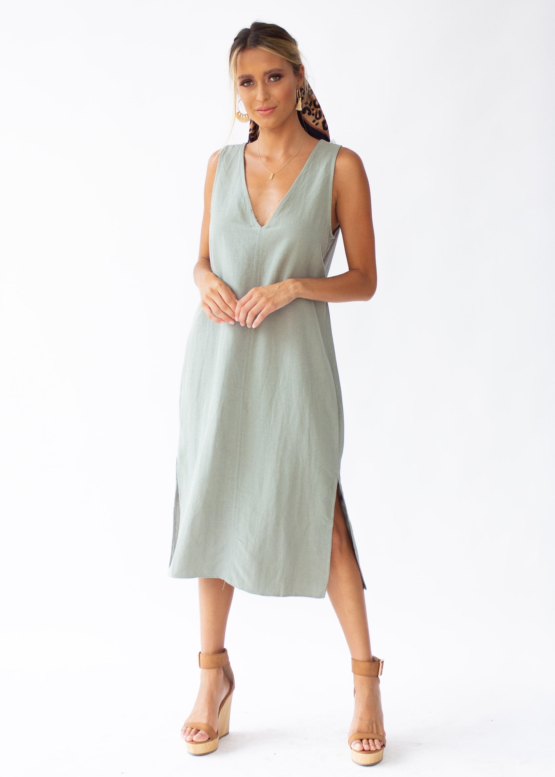 Flynn Midi Dress - Khaki