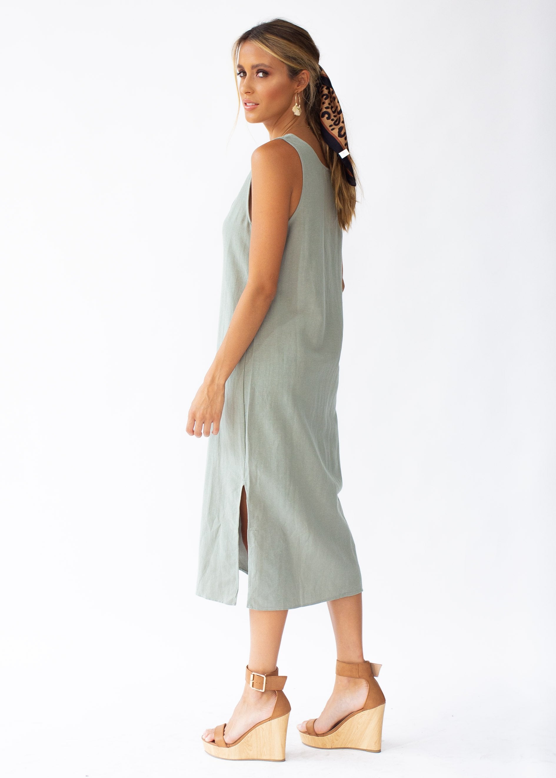 Flynn Midi Dress - Khaki