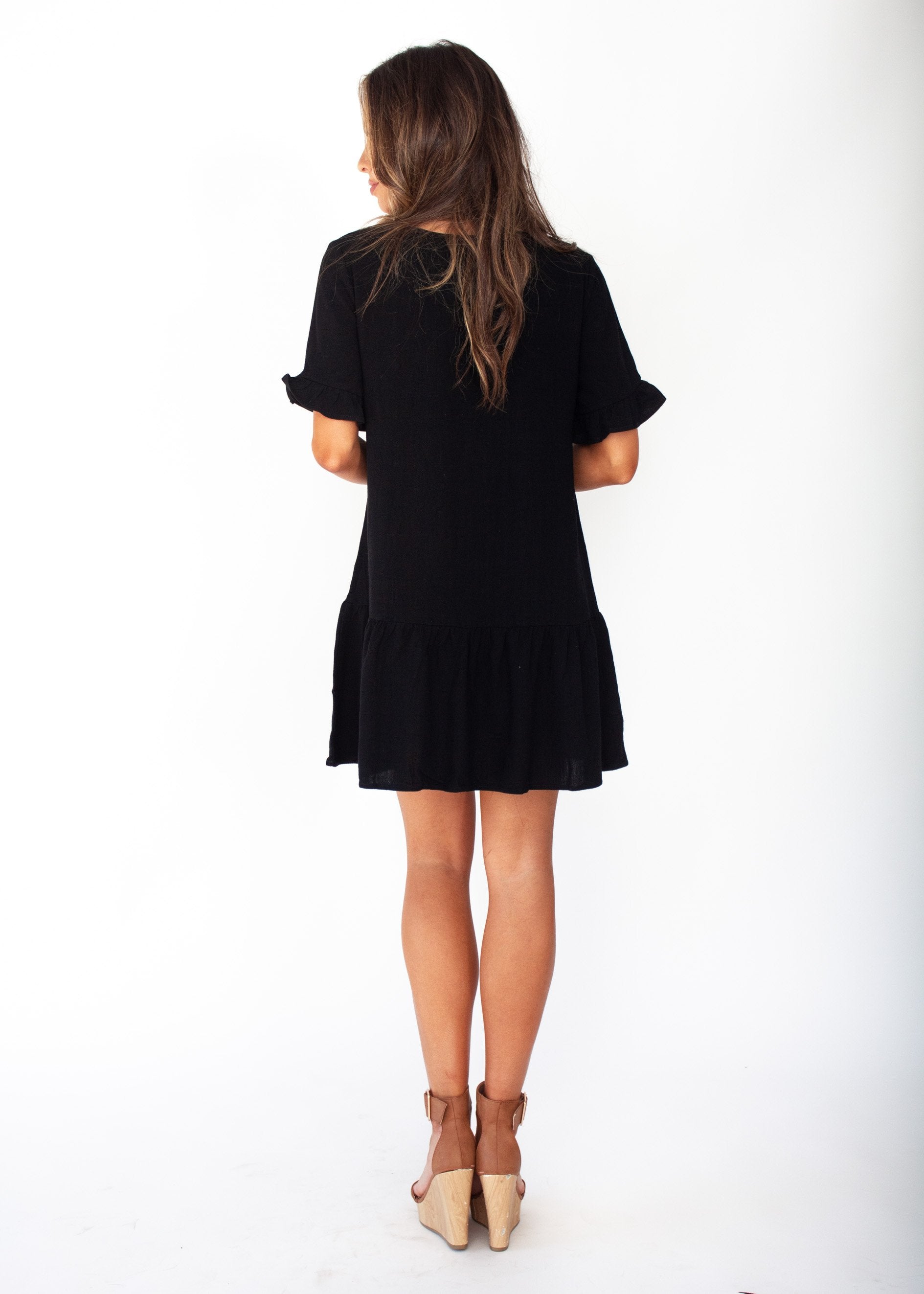 Midnight Chase Linen Dress - Black