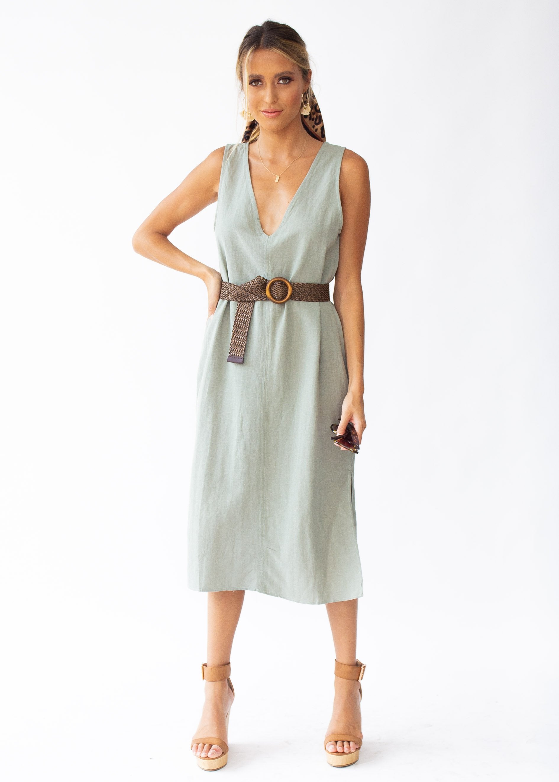 Flynn Midi Dress - Khaki