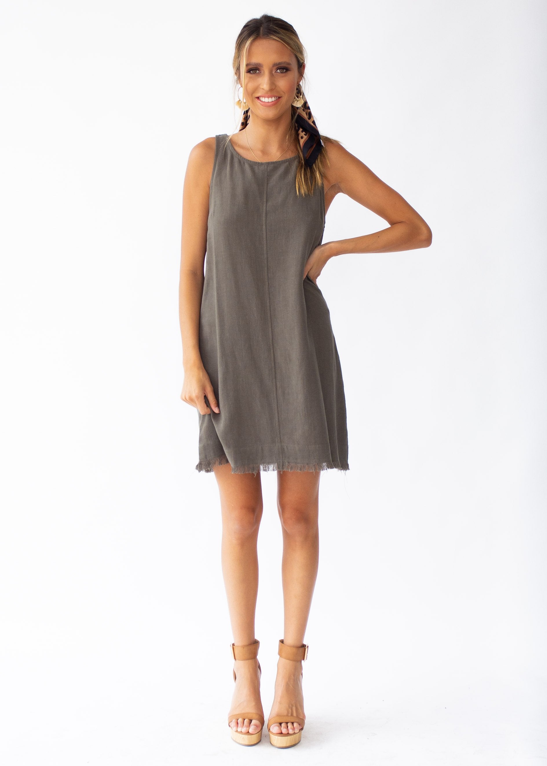 Nara Linen Dress - Dark Khaki